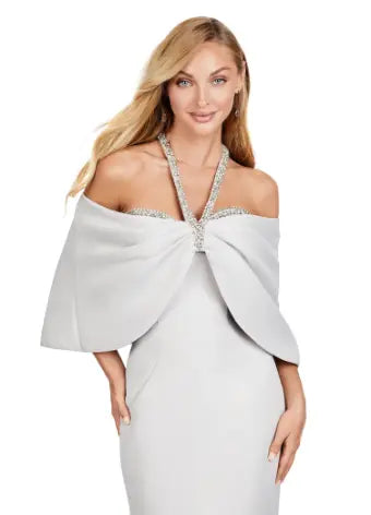 Combining elegance and modern style, the Ashley Lauren 11424 Long Prom Dress is perfect for any formal event. The fitted strapless design flatters your figure, while the oversized off-shoulder bow adds a touch of sophistication. With its stunning overlay and sleek silhouette, this dress will make you stand out in any pageant or evening occasion. Dazzle the crowd with this stunning strapless evening gown. The look is complete with a separate halter style overlay adding elegance to the look.