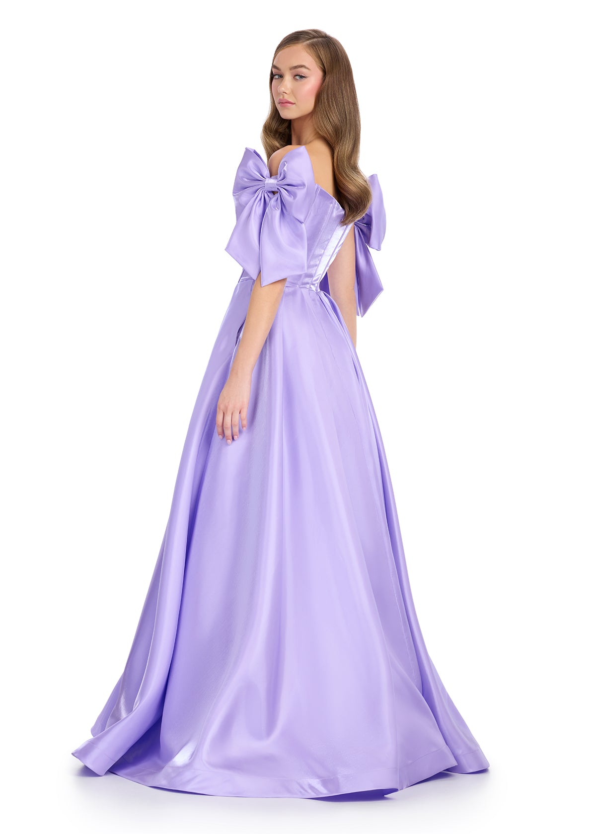 Elevate your pageant style with the Ashley Lauren 11871 long dress. This stunning gown features an off-the-shoulder neckline, a flattering corset bodice, and a chic A-line silhouette with pockets. The elegant long bow adds a touch of sophistication. Perfect for making a statement on stage.

Sizes: 00-18