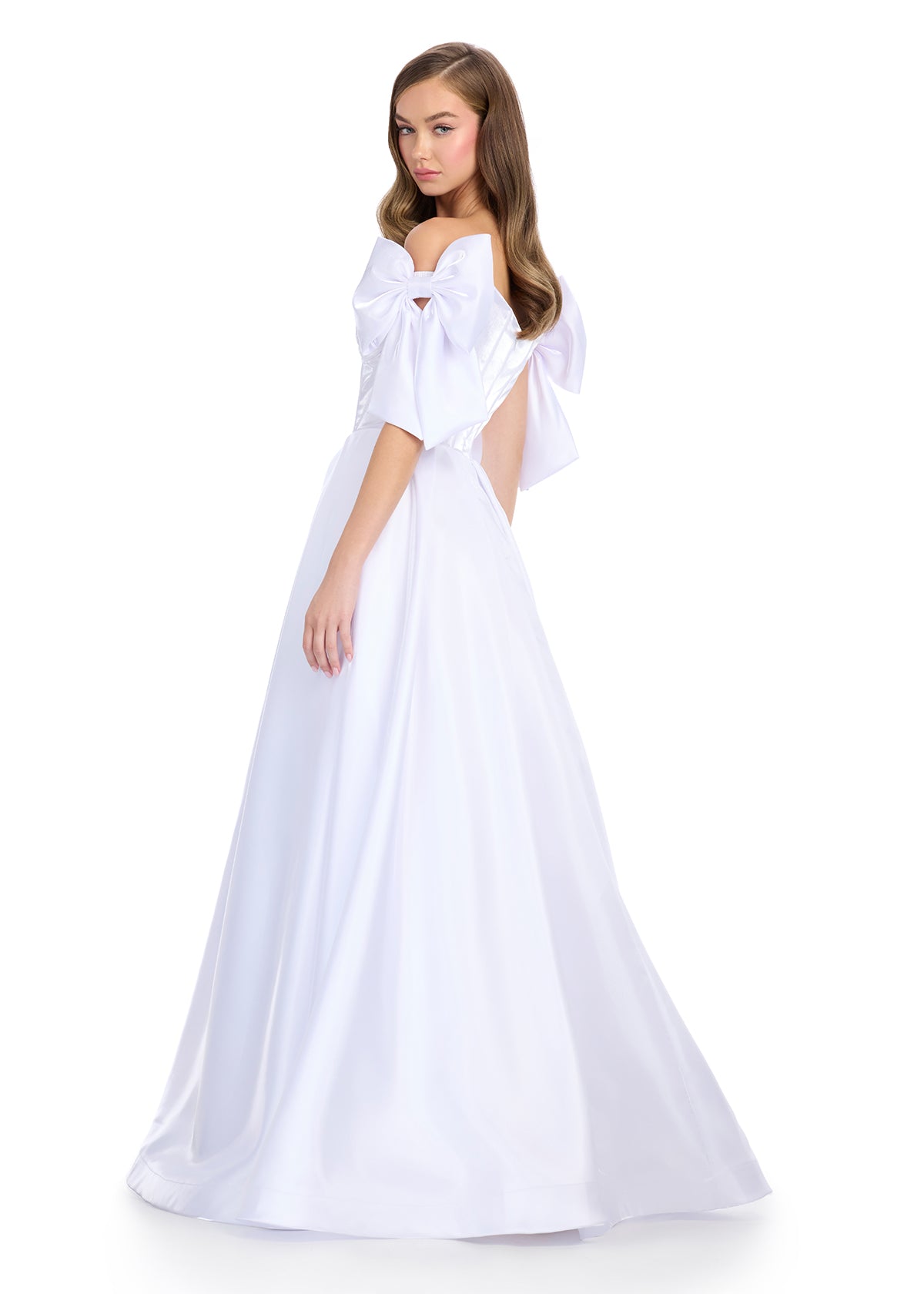 Elevate your pageant style with the Ashley Lauren 11871 long dress. This stunning gown features an off-the-shoulder neckline, a flattering corset bodice, and a chic A-line silhouette with pockets. The elegant long bow adds a touch of sophistication. Perfect for making a statement on stage.

Sizes: 00-18