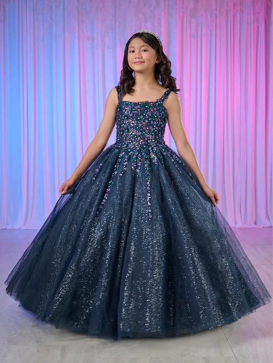 Discover the ultimate in elegance and style with our Tiffany Princess 13769 Girls Pageant Dress. Made with shimmer tulle and a stunning beaded corset, this A Line Tulle Ballgown will make any girl feel like royalty. Perfect for pageants, weddings, or any special occasion.