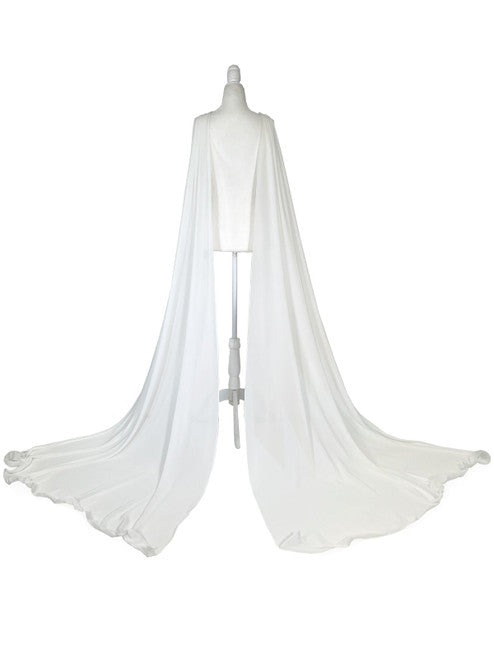 Elevate your formal attire with the Marc Defang 2013 Long Adult Chiffon Fly Away Cape Panels! Crafted with luxurious chiffon, these panels add graceful movement and a touch of elegance to any pageant or formal event. With expert design and quality materials, this accessory is a must-have for a polished and refined look.   Ladies ONE SIDE FITS ALL Individual piece 2 sides Fly Away capes Chiffon Material  Long length