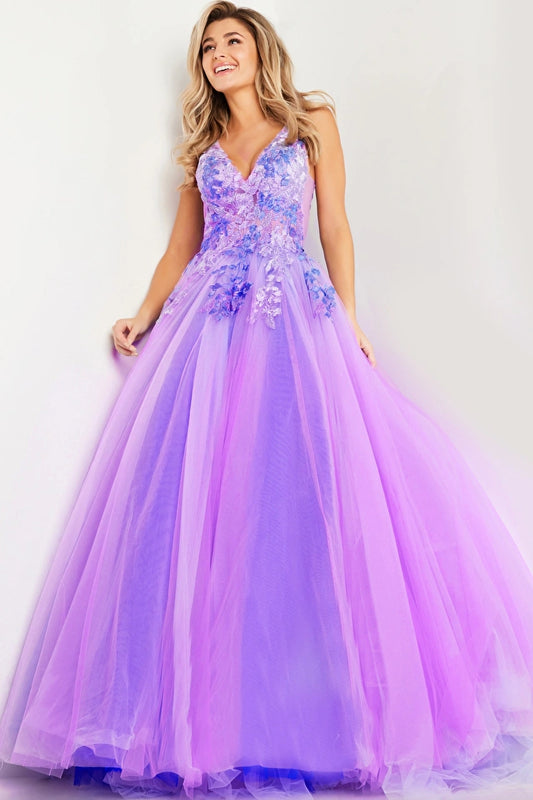 The Jovani 24602 is a captivating prom dress from the formal collection, designed to leave a lasting impression at your special event. It is crafted from delicate tulle, a fabric known for its ethereal and graceful quality, creating a captivating and whimsical look.  In terms of style, the dress follows an A-line silhouette, which is universally flattering and timeless, ensuring an elegant and regal appearance for various body types.