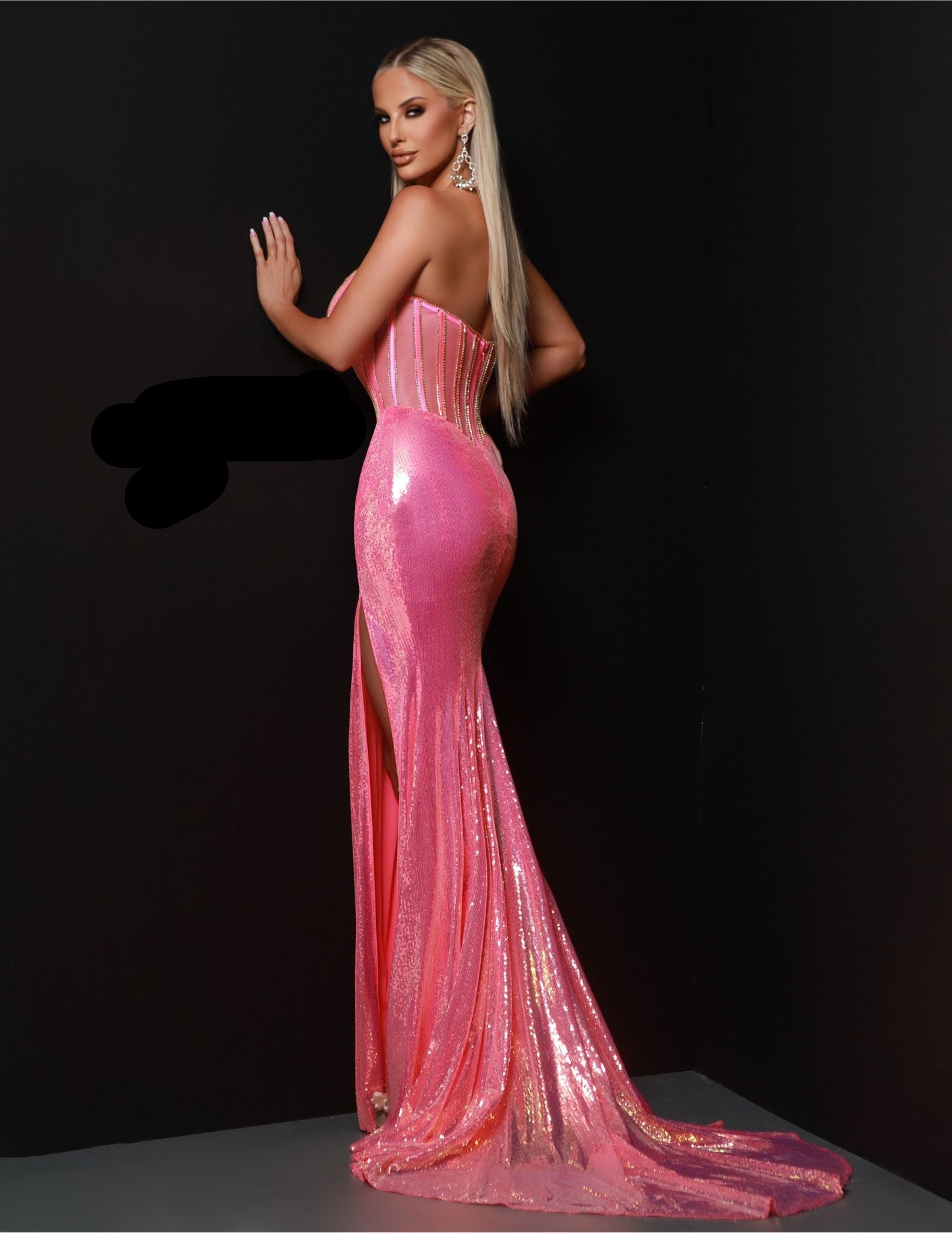 This Johnathan Kayne 3010 Prom Dress is the epitome of glamour. The sequin corset and plunging neckline add a touch of sexiness, while the strapless train and high slit create a stunning silhouette. Perfect for prom or any pageant event. Stand out from the crowd in this show-stopping gown. The exposed boning adds a unique twist to the classic strapless silhouette, while the full sequin mesh material shimmers and shines with every move.

Sizes: 00-16

Colors: Aqua, Lemon, Neon Pink