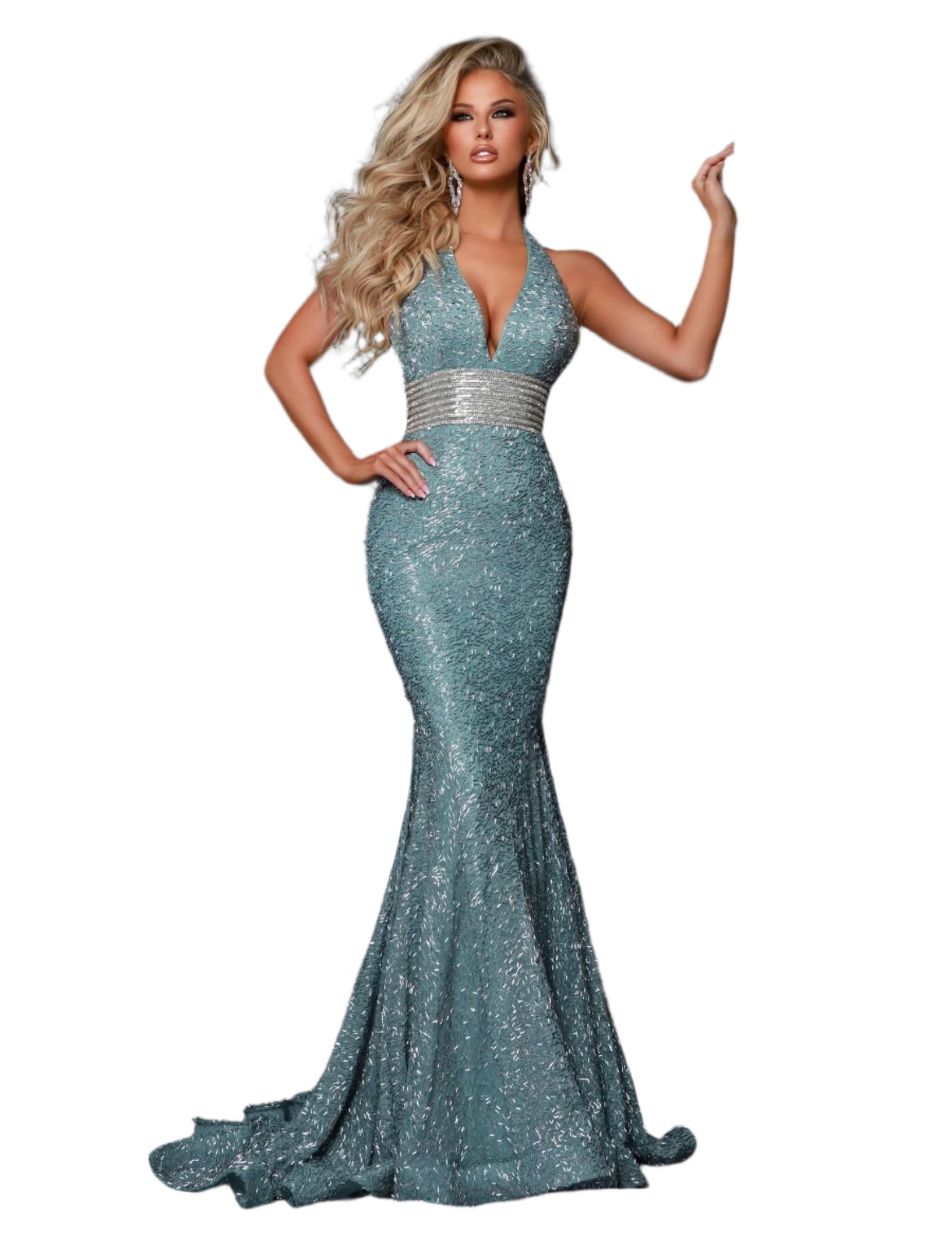 Elevate your evening look with the Johnathan Kayne 3090 pageant dress. Adorned with shimmering crystal beading and a flattering mermaid silhouette, this halter gown exudes elegance and sophistication. Perfect for any formal occasion, make a statement in this timeless and stunning piece. Marilyn Monroe vibes! Step into a dream with this beaded halter dress. Classic neckline, flirtatious open back, and whimsical horsehair hem create a dance floor masterpiece. Fit for the fearless, this dress turns every momen