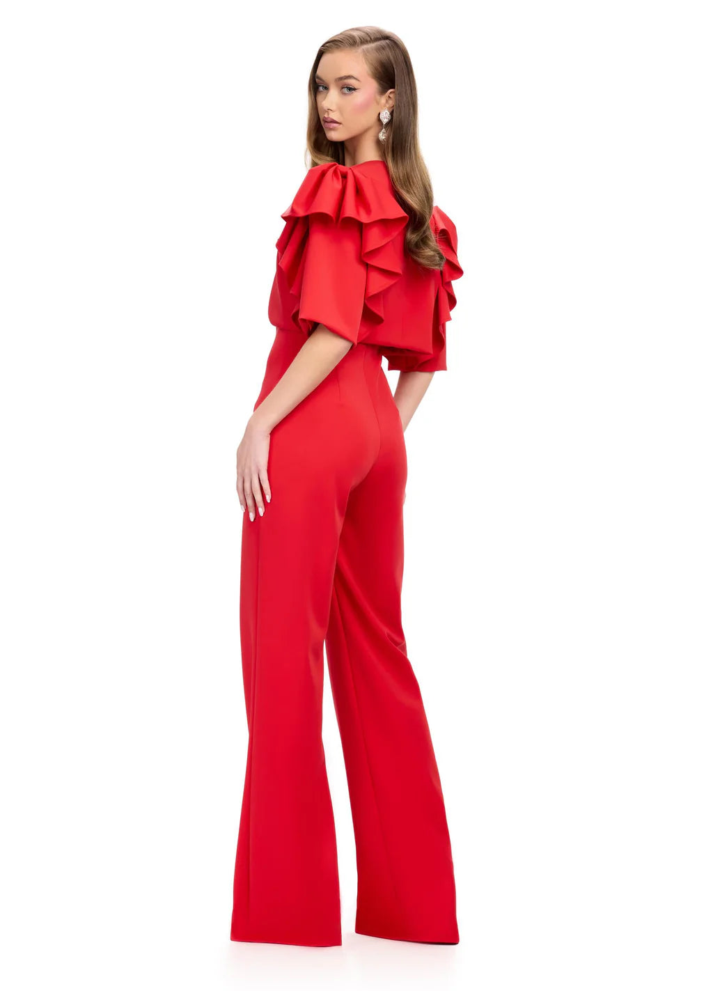 Elevate your style with the Ashley Lauren 11760 Scuba Jumpsuit and Jacket. The ruffle sleeves and wide pant legs add a touch of sophistication, while the scuba material provides a comfortable fit. Perfect for any occasion, this jumpsuit and jacket combo will make you feel confident and stylish.

Colors:&nbsp; Red, Yellow