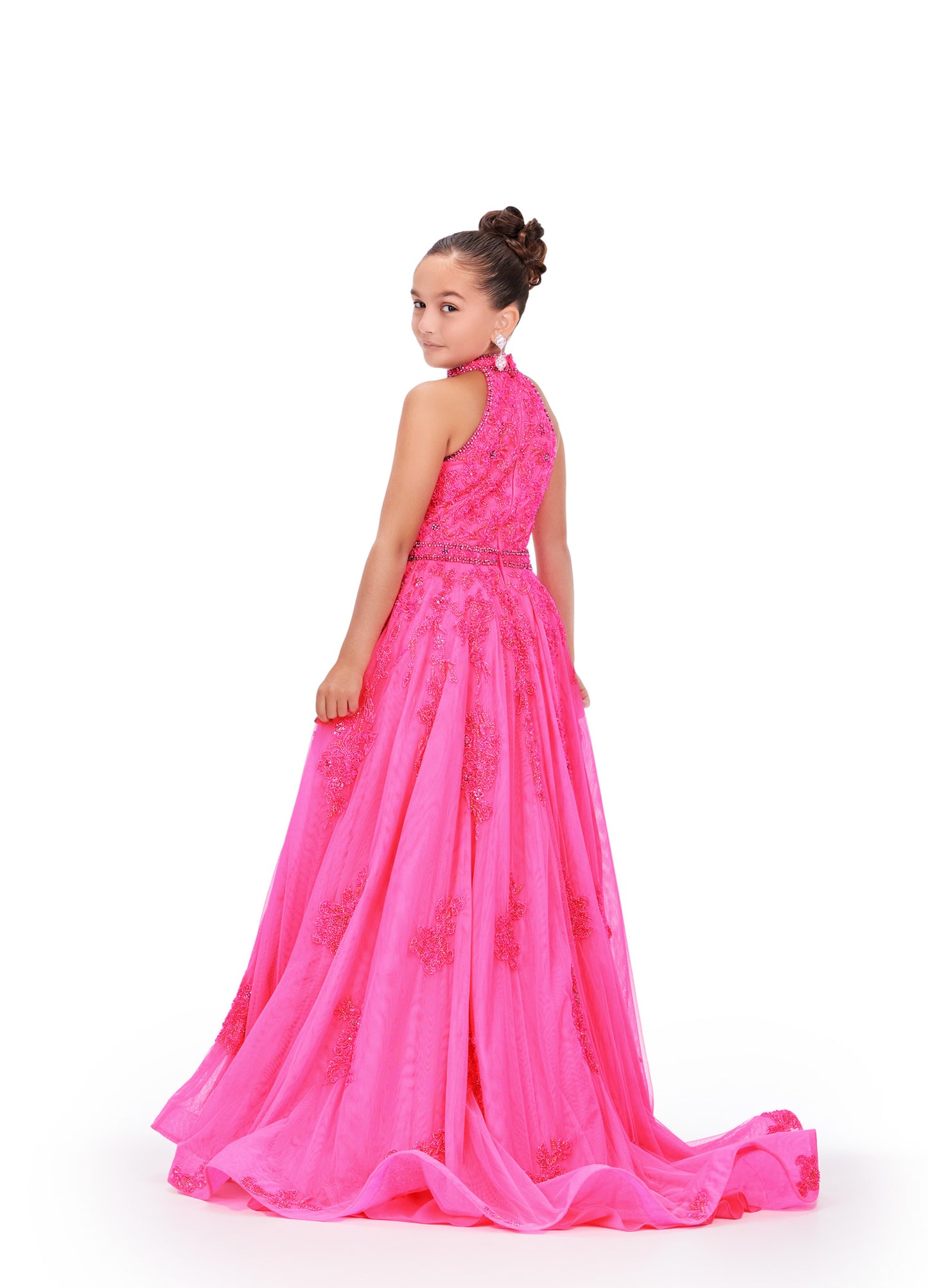 Ashley Lauren 8238 Girls Beaded Ballgown High Neckline Fully A line Dress Pageant