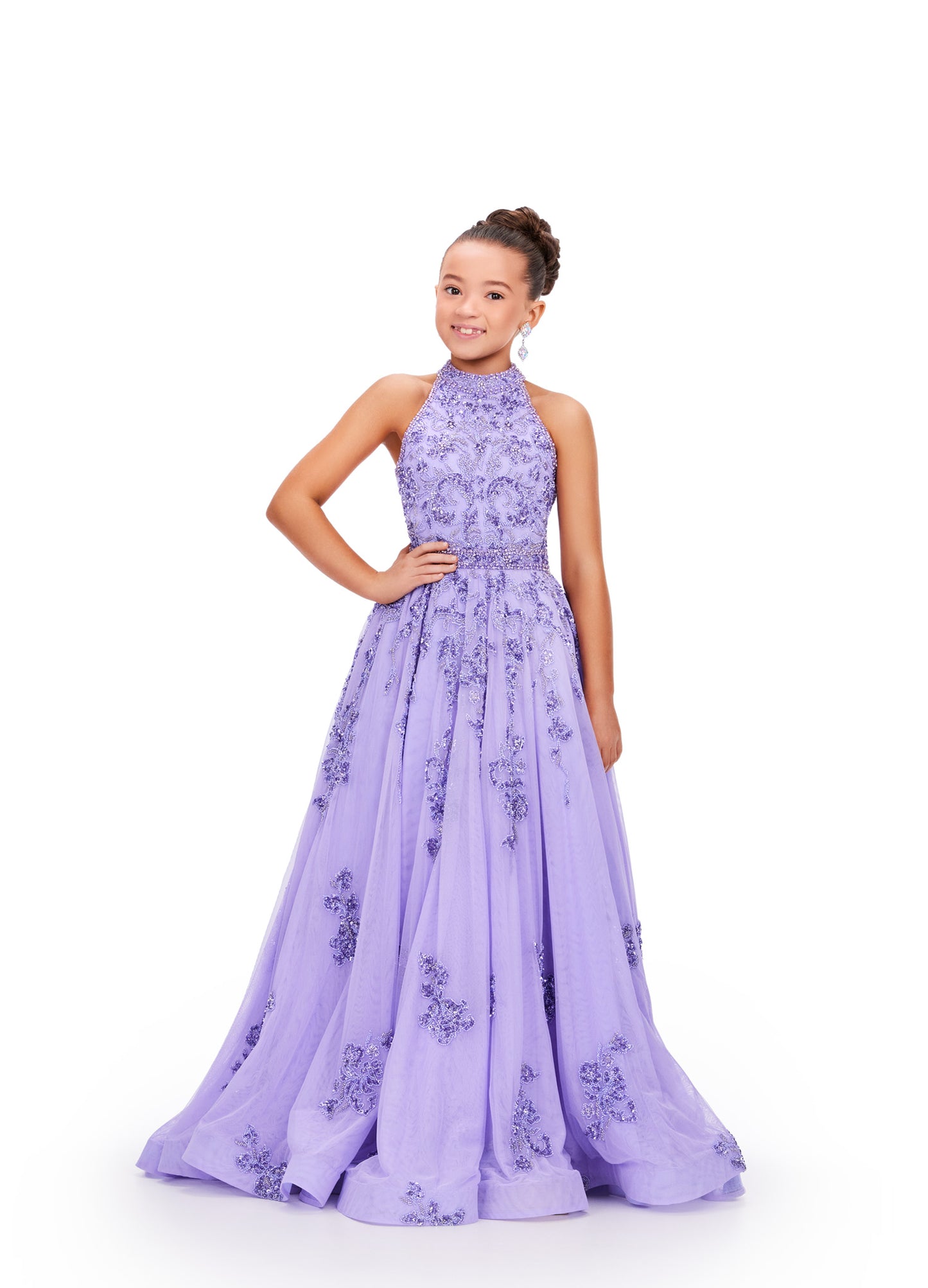 Ashley Lauren 8238 Girls Beaded Ballgown High Neckline Fully A line Dress Pageant