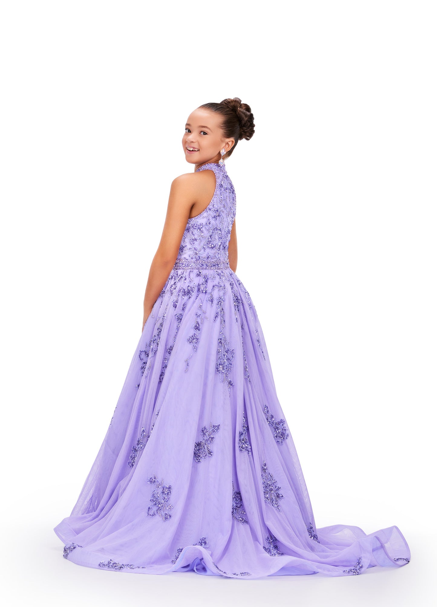 Ashley Lauren 8238 Girls Beaded Ballgown High Neckline Fully A line Dress Pageant