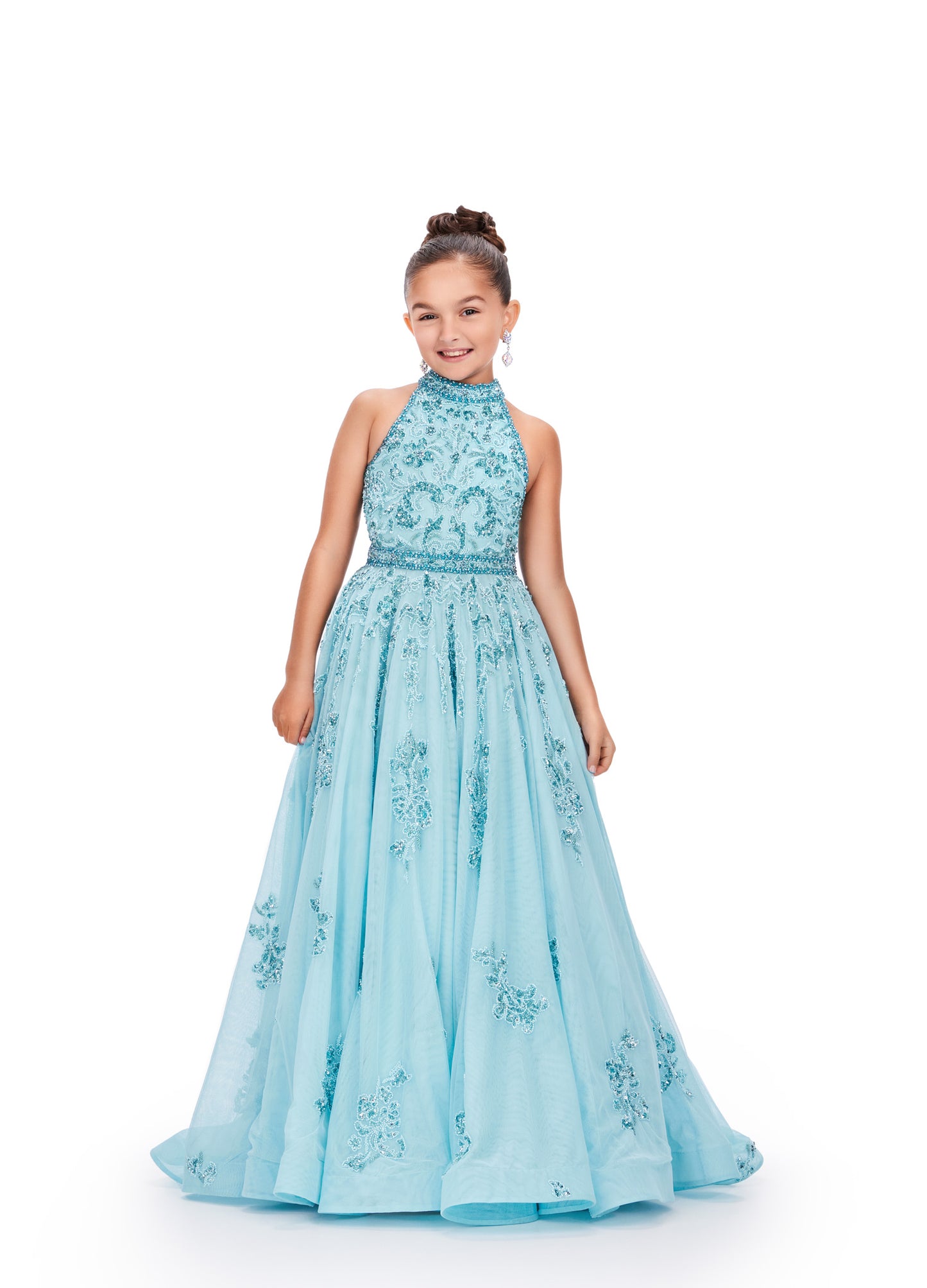 Ashley Lauren 8238 Girls Beaded Ballgown High Neckline Fully A line Dress Pageant