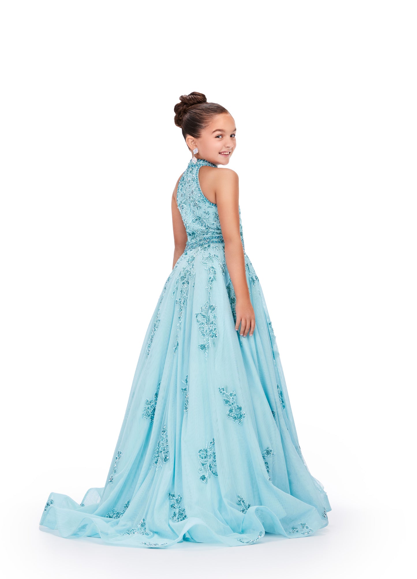 Ashley Lauren 8238 Girls Beaded Ballgown High Neckline Fully A line Dress Pageant