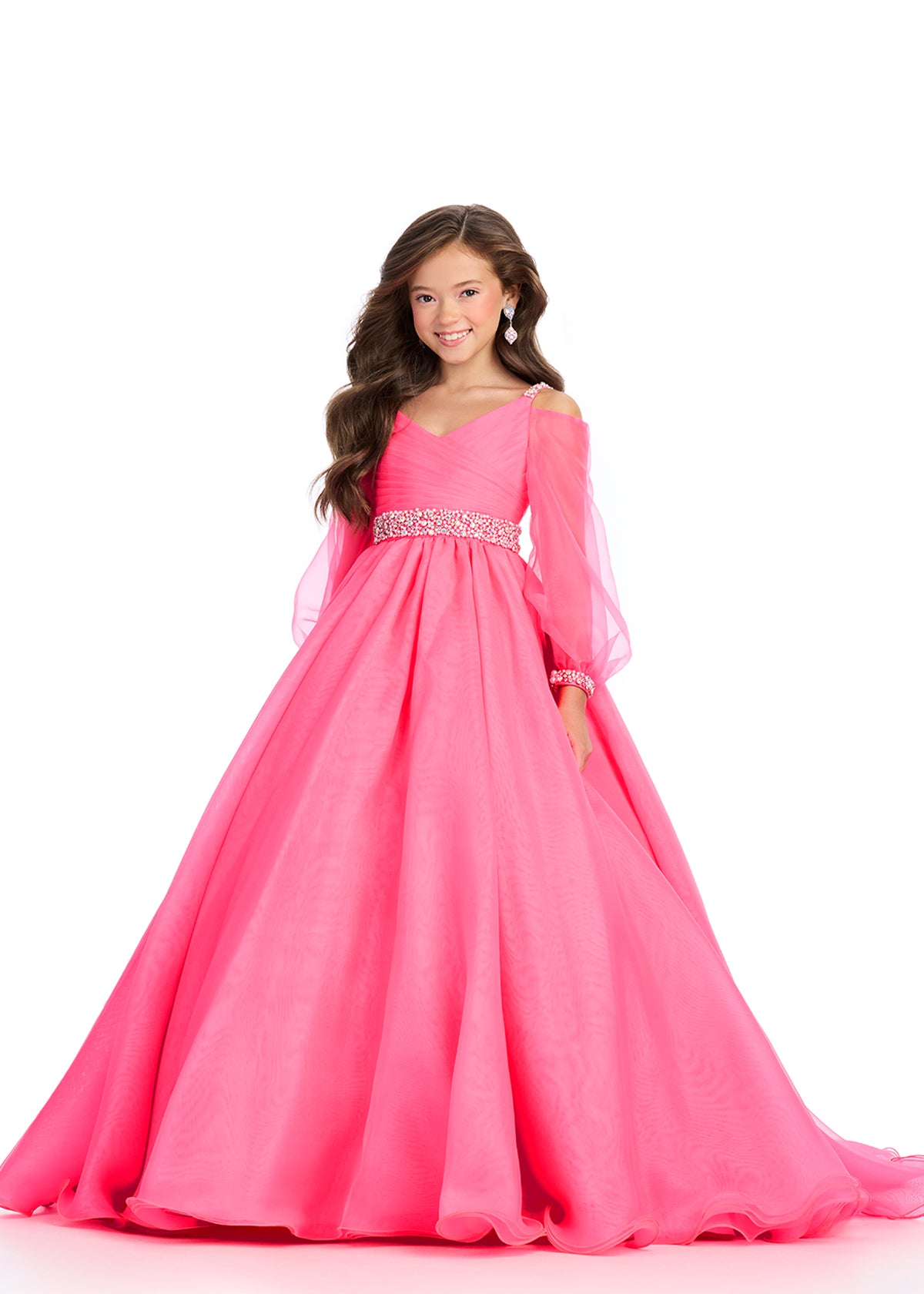 Expertly designed for pageants, formal events, and special occasions, the Ashley Lauren Girls 8273 Organza dress will make your little one feel like a true princess. Featuring a stunning long sleeve ballgown design, this dress is made from high-quality organza fabric and also features an elegant off the shoulder neckline. Give your child a look that will stand out and make them feel confident and beautiful.