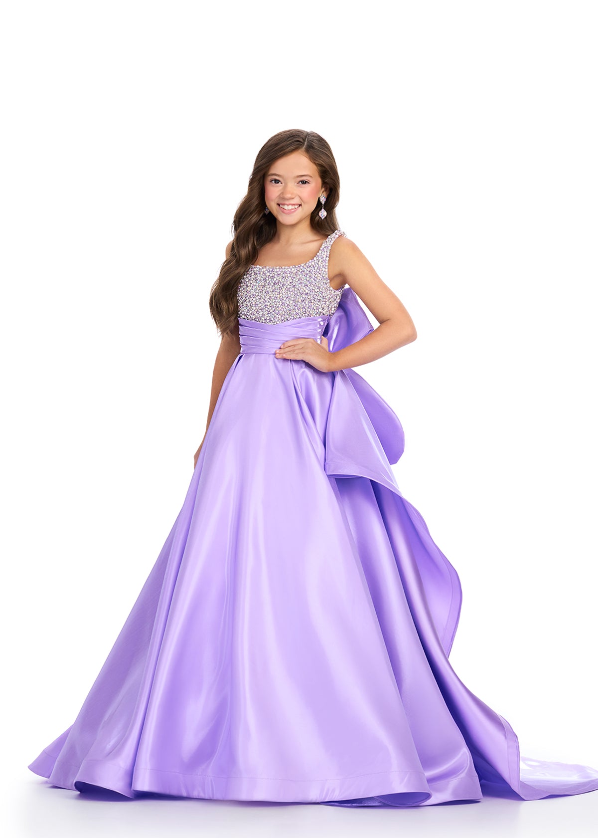 Get ready for a night to remember in the Ashley Lauren 8278 Girls Satin Ballgown. The embellished bodice and delicate spaghetti straps add a touch of elegance to this luxurious dress. Made with high-quality satin, this ballgown promises a comfortable and stunning fit for any special occasion.

Colors:&nbsp; Hot Pink, Orchid, White