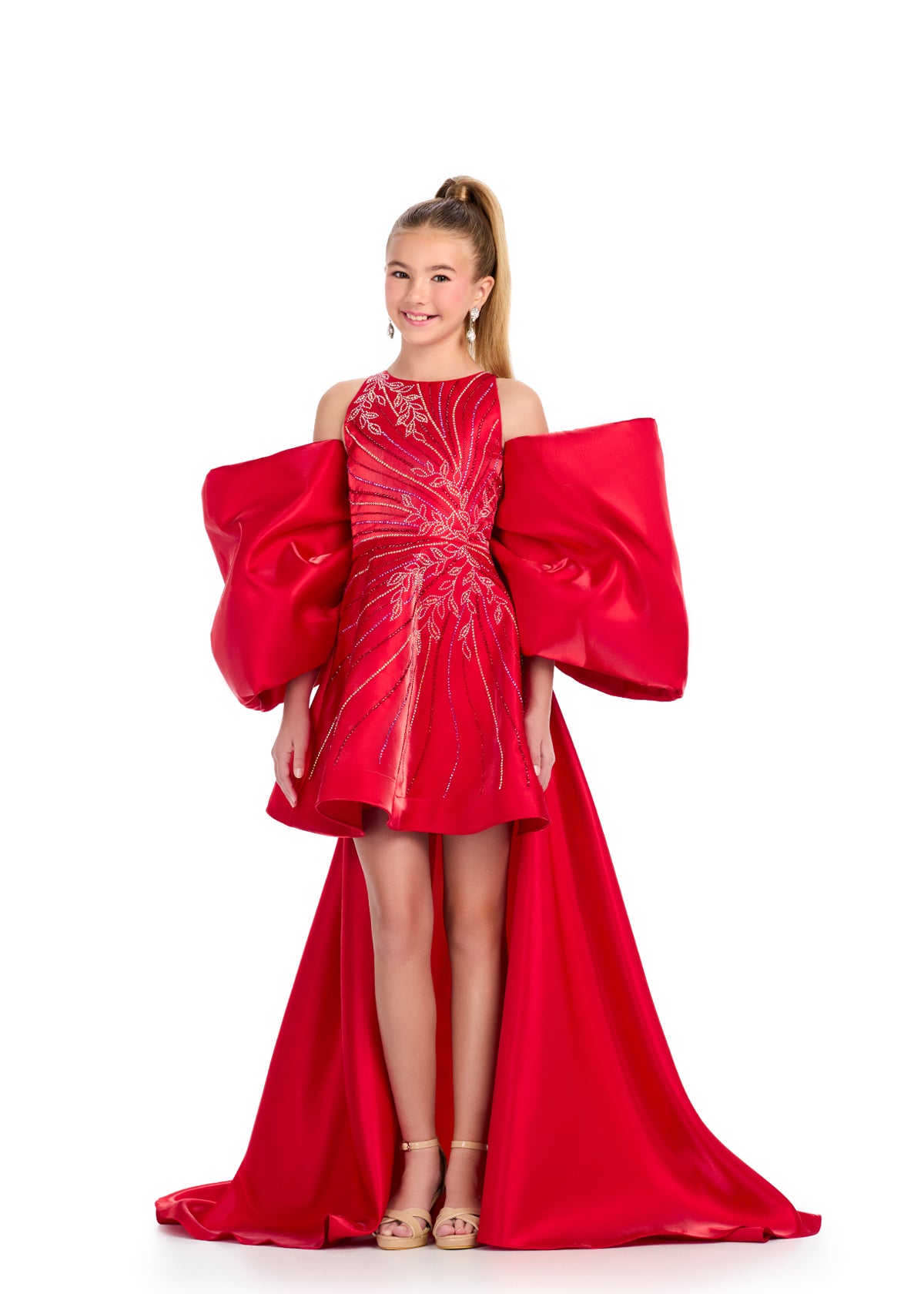 Introducing the Ashley Lauren Kids 8321 Oversize Bow Overskirt Pageant Accessory off the Shoulder Cape - the perfect addition to any pageant ensemble. The oversized bow and off the shoulder design add a touch of elegance and modernity to any outfit. Feel confident and glamorous on stage with this versatile accessory.&nbsp; Transform any outfit into a statement piece with this enchanting bow overskirt. This overskirt adds the perfect amount of glamour to any ASHLEYlauren cocktail dress, jumpsuit or dress.

B