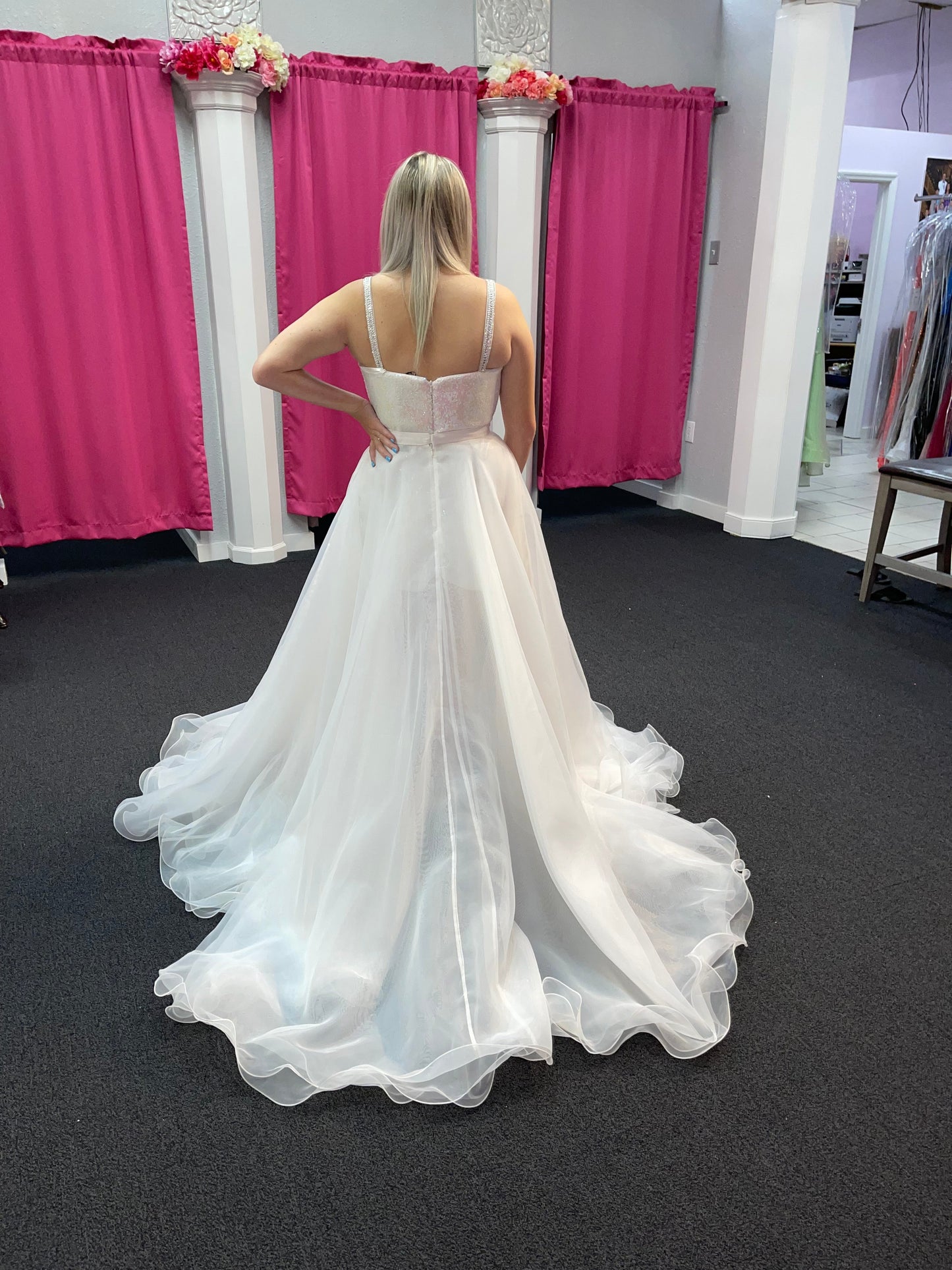 Ashley-Lauren-1740-Ivory-overskirt-back-layered-organza-wire-hem