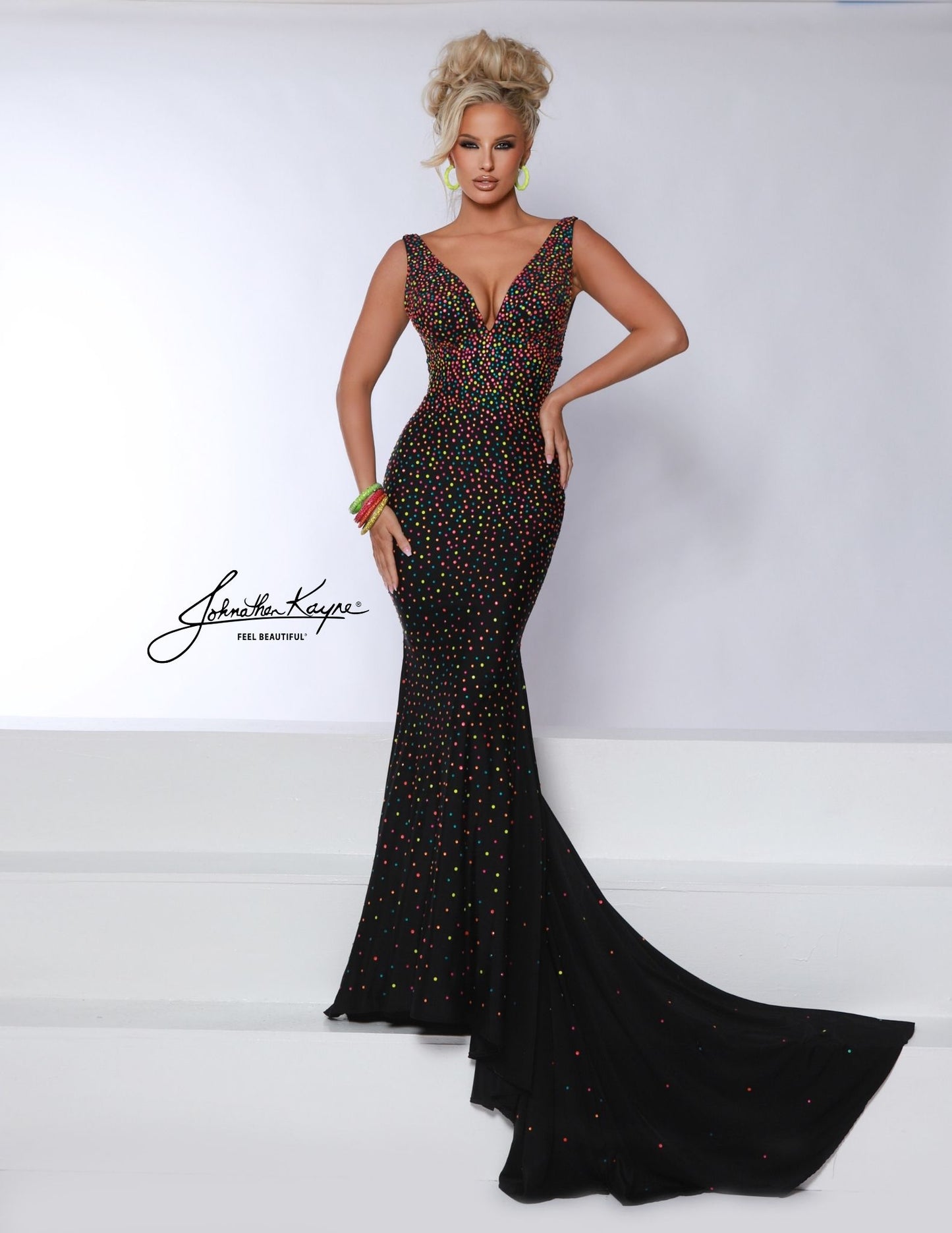 Johnathan Kayne 9213 Crystal Embellished Long Fitted Prom Dress Evening Gown