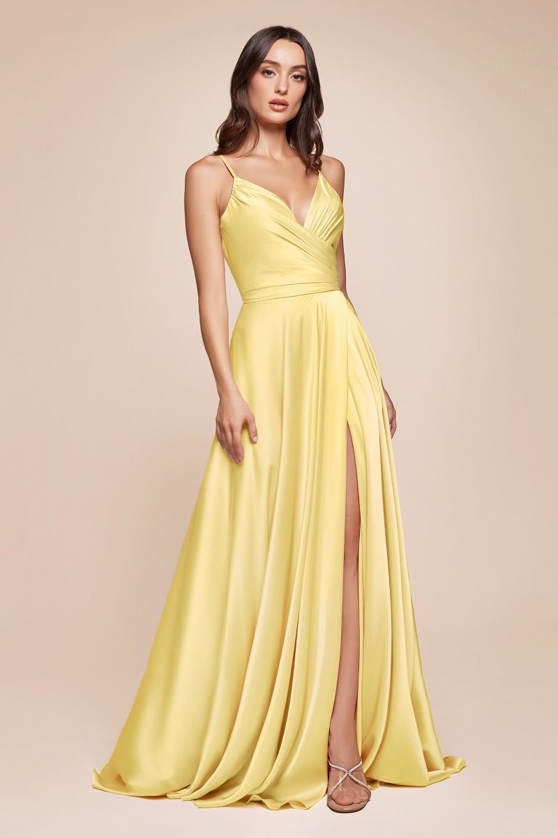 Ladivine 7485 Bridesmaids Dress Soft Satin A-Line Sweetheart Neckline Slit