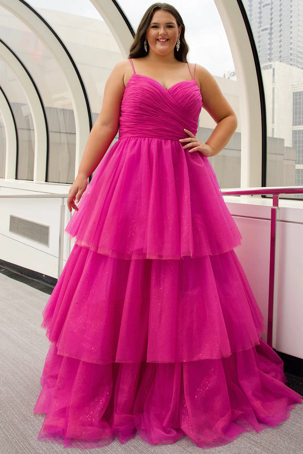 Sydneys Closet SC7392 Long Prom Dress Plus Size Ballgown Sparkle Tulle Pageant Formal Gown