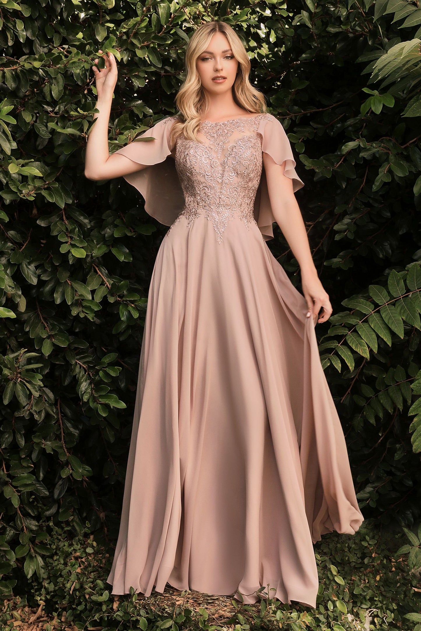 Ladivine HT101 A Line Chiffon Evening Dress Mother of the Bride Groom Gown Cape