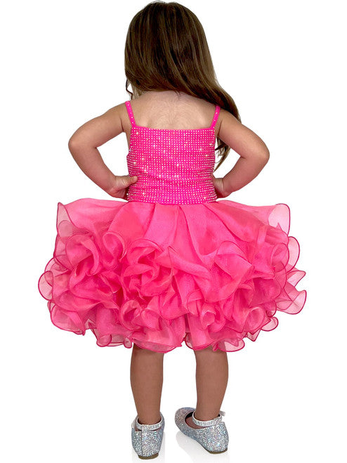 Enjoy dazzling elegance with Marc Defang 5144 Short Crystal Cupcake Pageant Dress. Showcasing gorgeous shimmer organza layered ruffle cupcake skirt, this dress is sure to make your little one feel like a royalty. Perfect for any special occasion, this beautiful gown is ideal for your baby or kids.  Sizes: 0M, 6M, 12M, 18M, 2T, 3T, 4T, 5T, 6T  Colors: Neon Green, Neon Pink