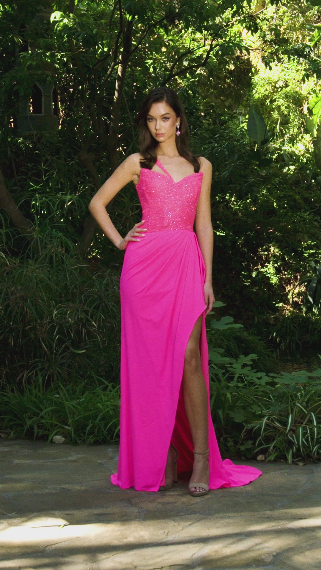 Be the star of the night in the Ashley Lauren 11454 Long Prom Dress. This one shoulder jersey gown features a fully beaded bustier, adding extra sparkle to your look. Perfect for formal events and pageants, this dress will make you stand out with its elegant and timeless design. Where elegance meets fabulous. This one shoulder jersey gown features a fully beaded bustier and ruched details.