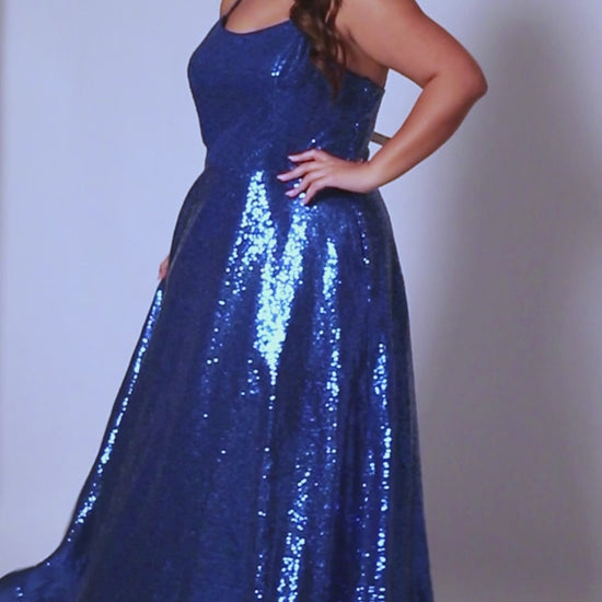 Make a statement in the Sydneys Closet SC7387 Plus Size Sequin A-Line Prom Dress. This beautiful formal gown features beaded sequin detailing, a flattering scoop neckline, and an elegant A-line silhouette. Perfect for prom, pageants, and other special occasions. Sparkle all night long when you wear this long evening gown to Prom or any other formal event on your social calendar that calls for the glamour of overall sequins.