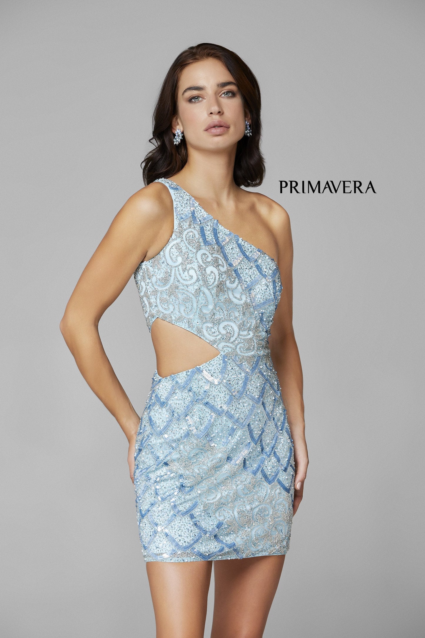 Primavera-Couture-3504-Powder-Blue-Cocktail-Dress-Front-Fitted-Short-Sequins-Dresses-Glass-Slipper-Formals-Lake-City-Florida