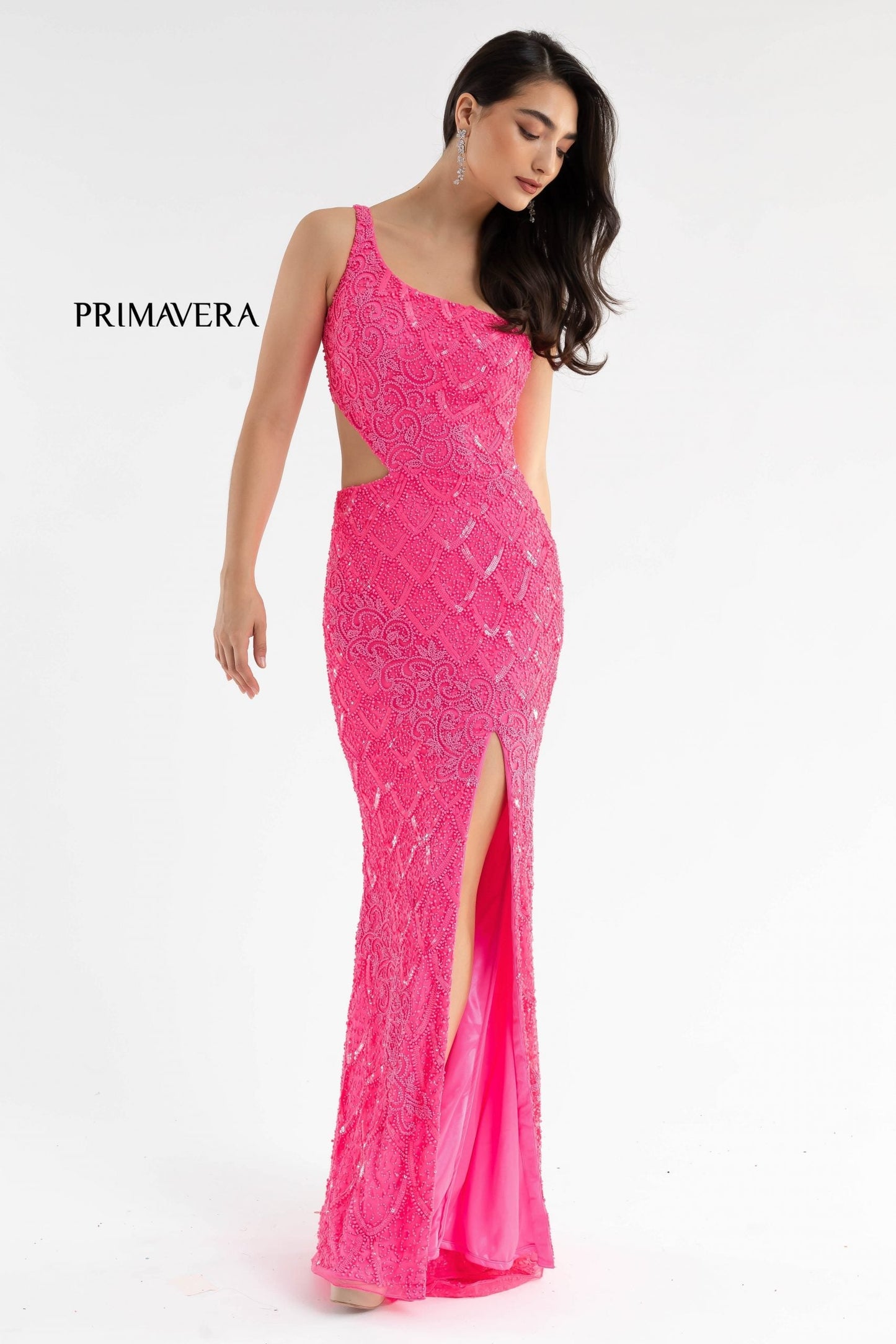 Primavera Couture 3729 Prom Dress One Shoulder Iridescent