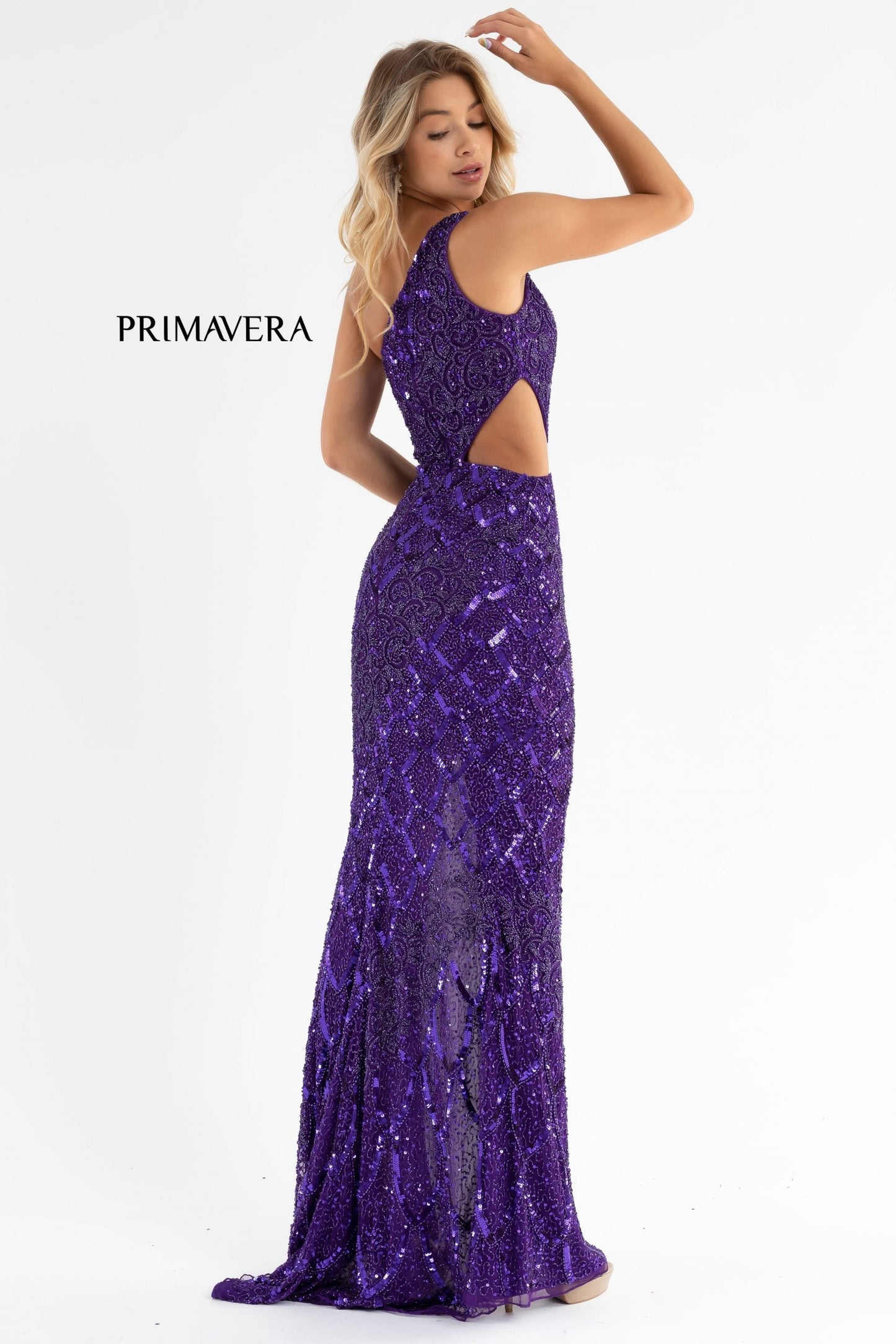 Primavera Couture 3729 Prom Dress One Shoulder Iridescent