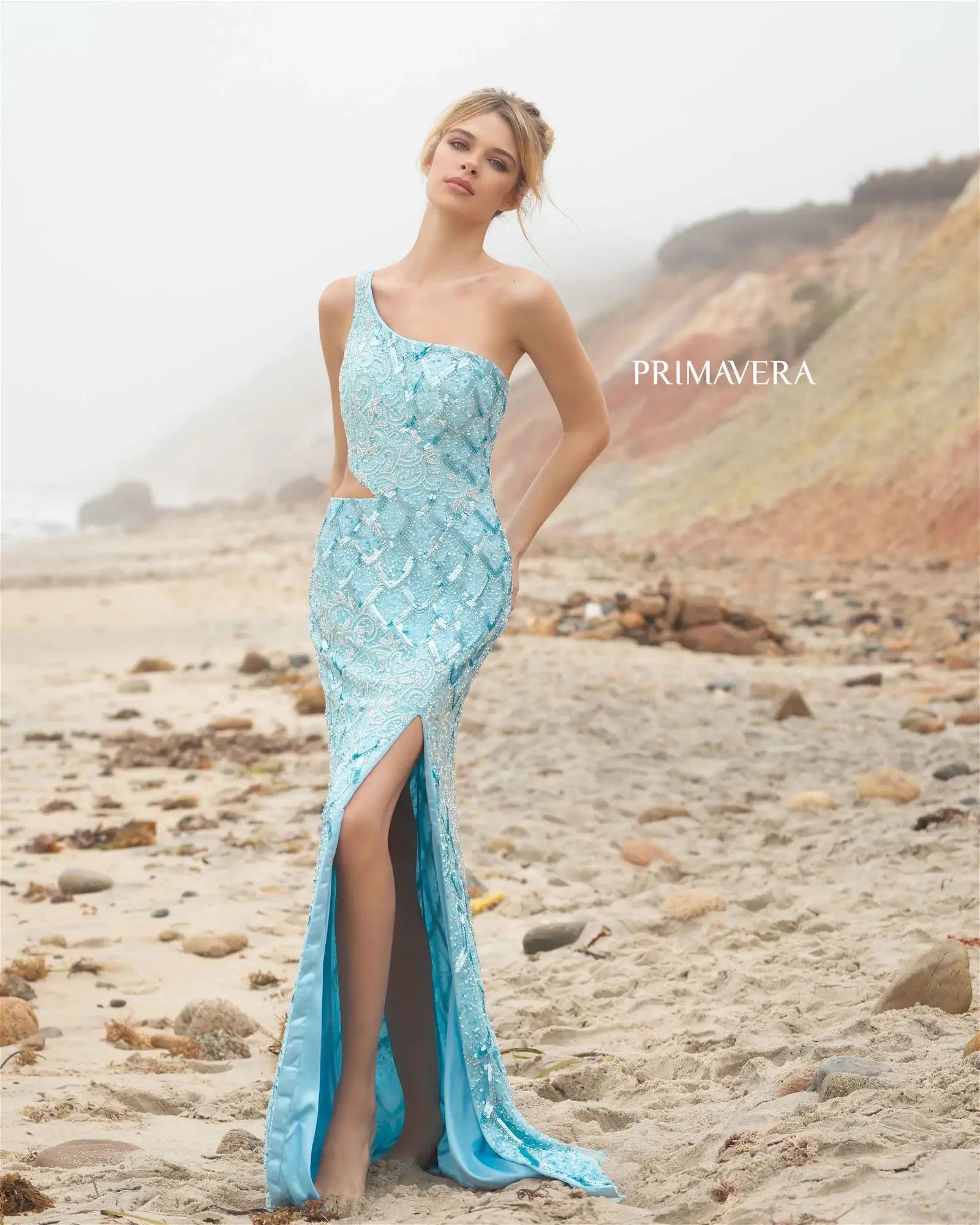 Primavera Couture 3729 Prom Dress One Shoulder Iridescent