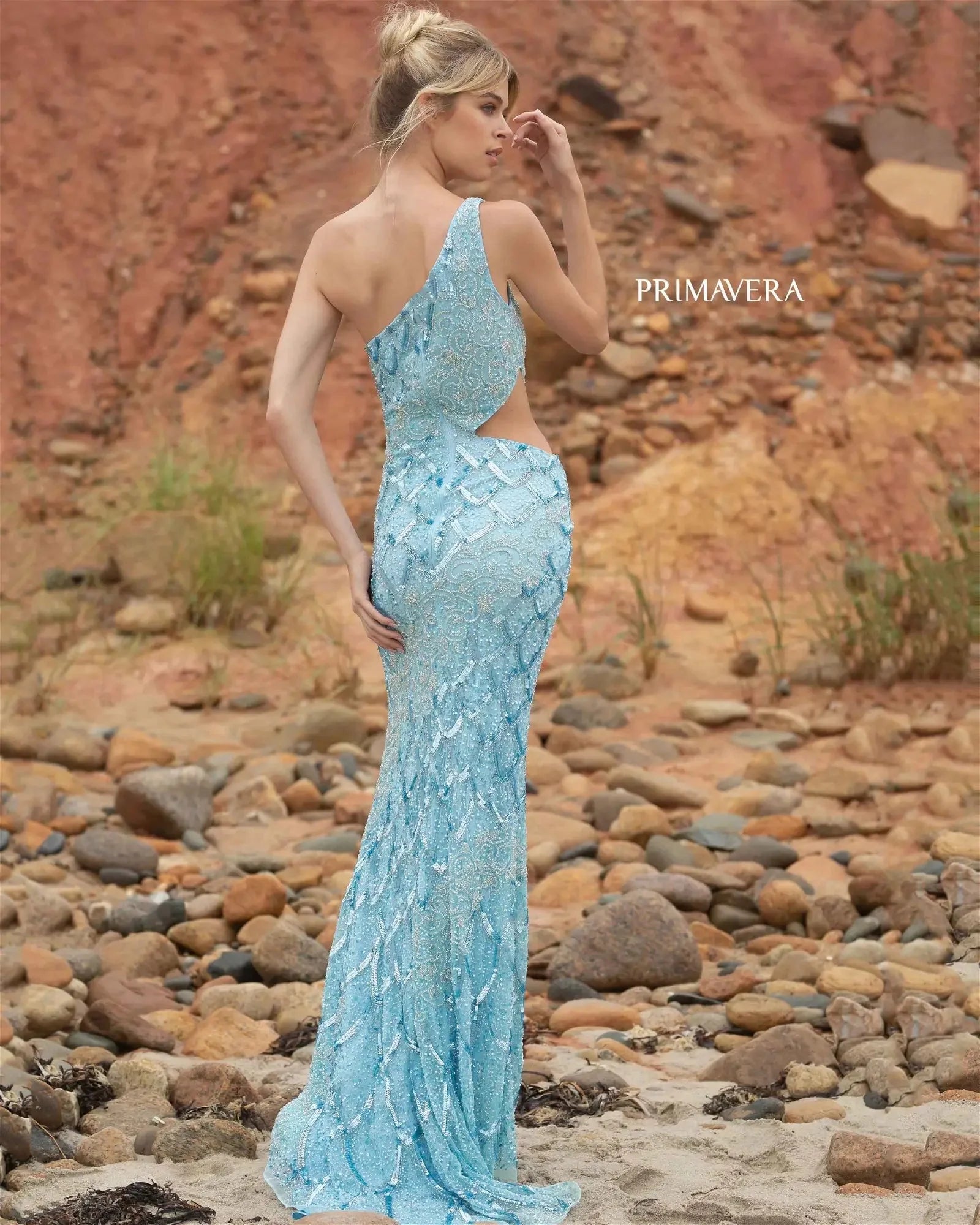 Primavera Couture 3729 Prom Dress One Shoulder Iridescent