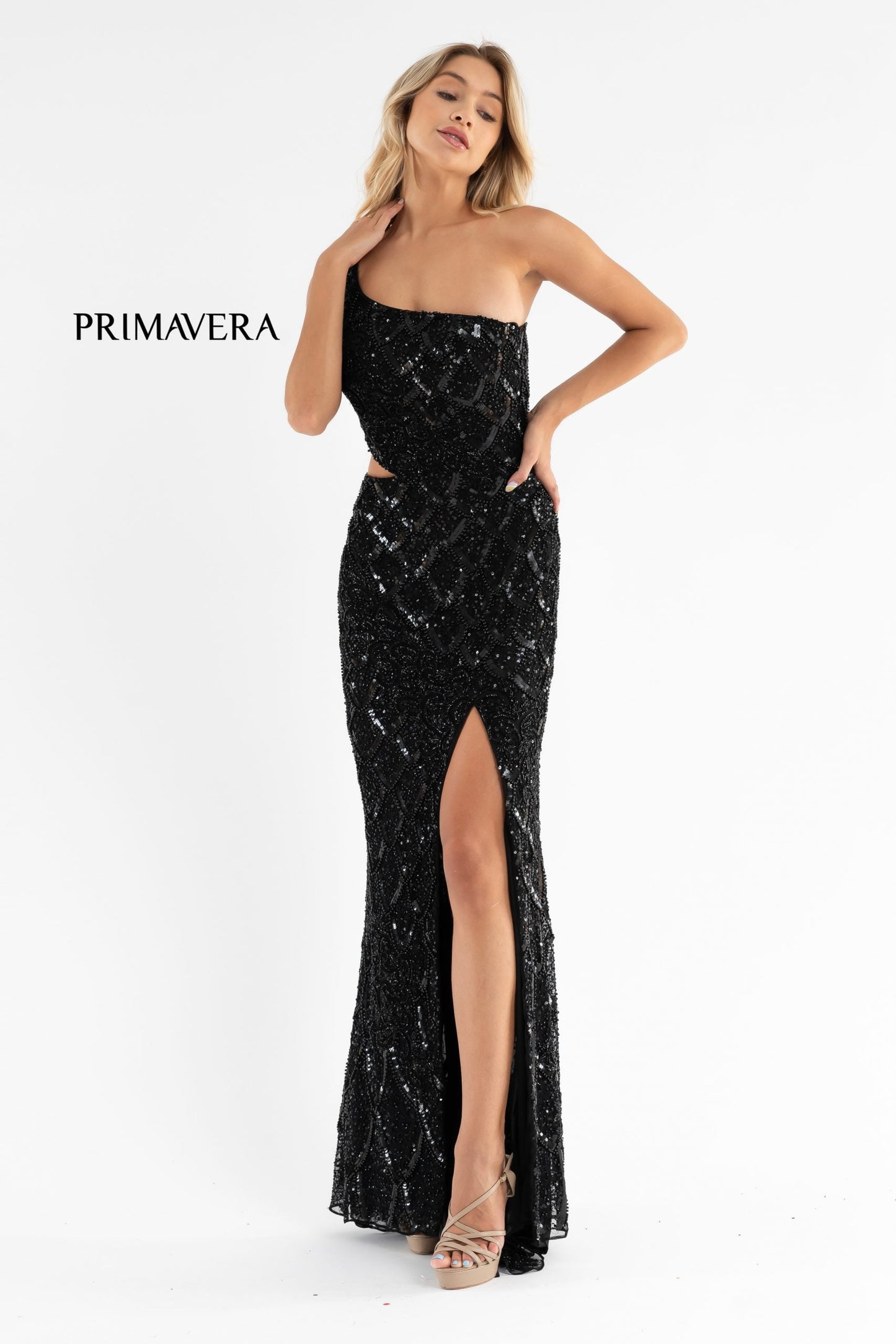 Primavera Couture 3729 Prom Dress One Shoulder Iridescent