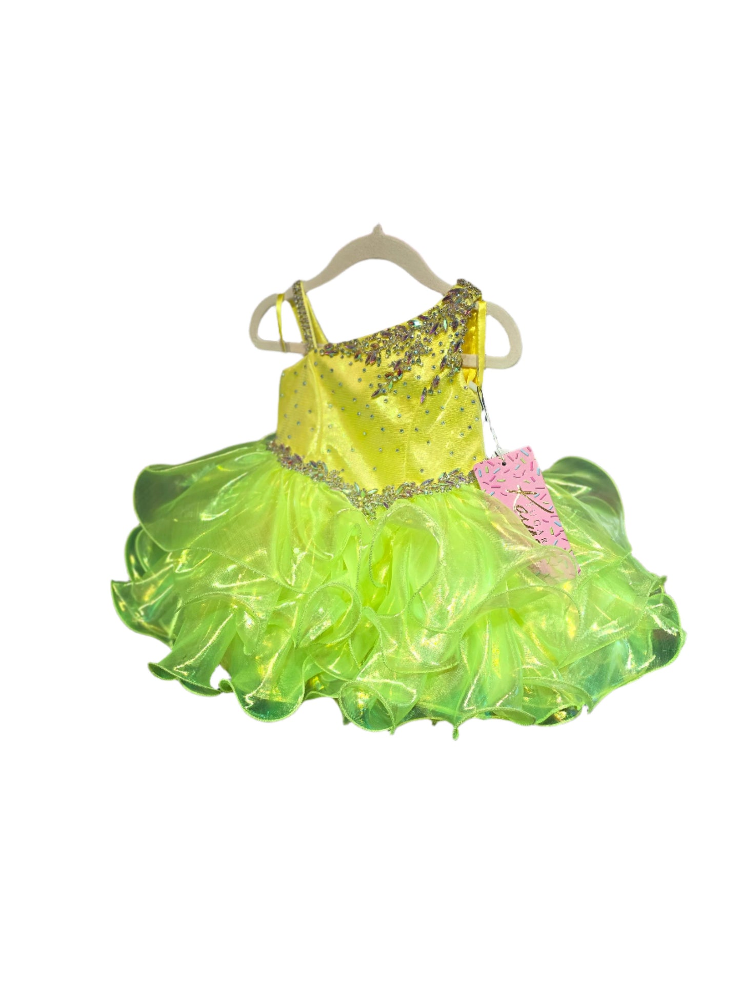 Sugar Kayne C214 12 months Lemon Lime Cupcake Girls Pageant dress