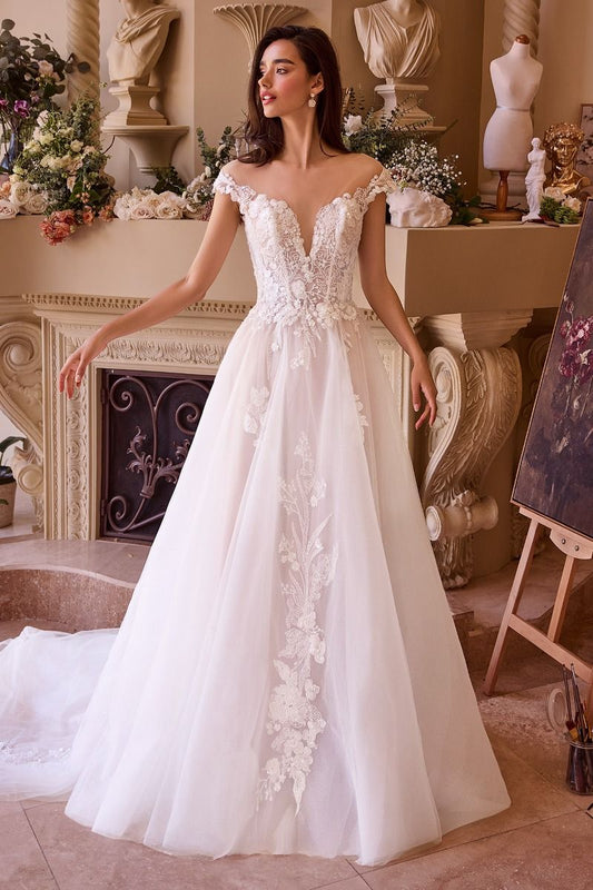 Andrea and Leo Couture WL038 Cap Sleeve Wedding Dress Ballgown