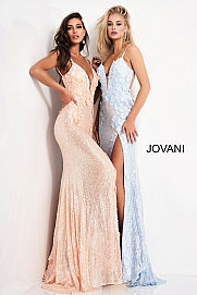 Jovani 1012 Size 10 Hot Pink Prom Dress Long Sequin Floral Appliques Pageant Gown Slit Backless