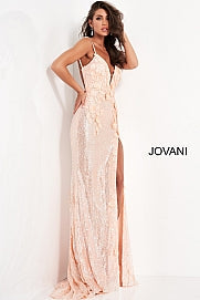 Jovani 1012 Size 10 Hot Pink Prom Dress Long Sequin Floral Appliques Pageant Gown Slit Backless