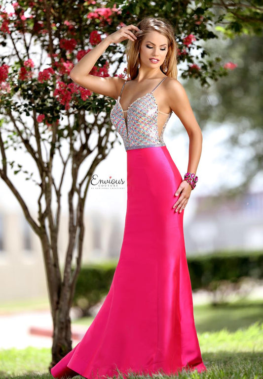 Envious Couture 18036 Size 6, 12 mermaid prom dress Fuchsia Gown