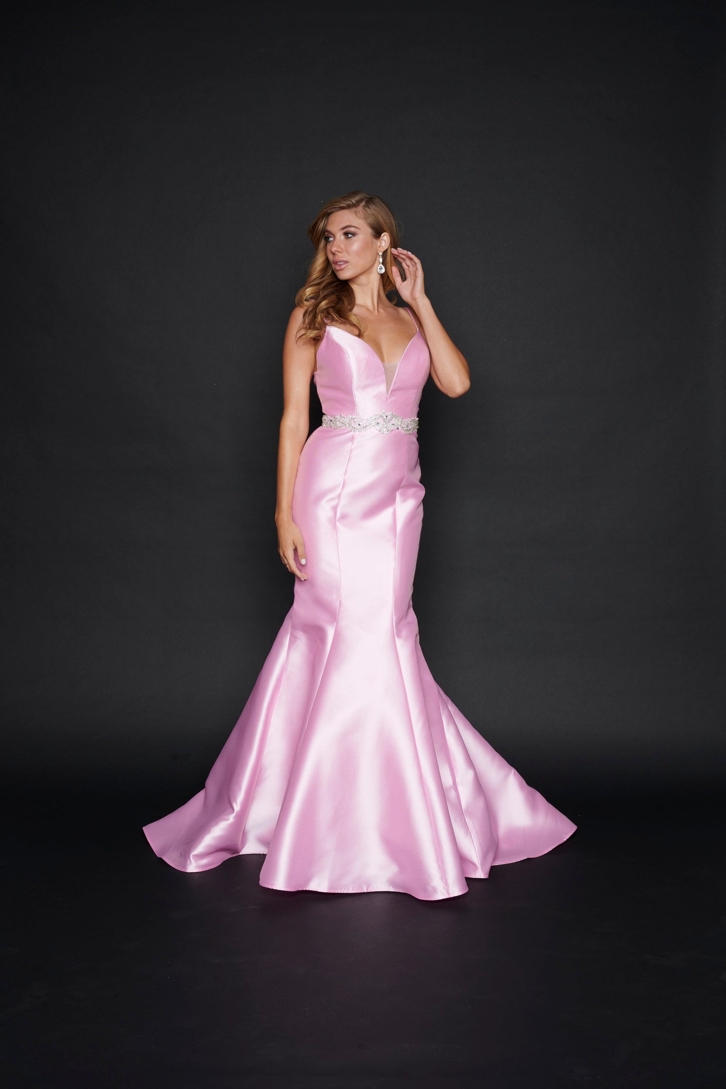 Nina Canacci 2318 Long Mermaid Prom Dress Pageant Gown Mikado Satin