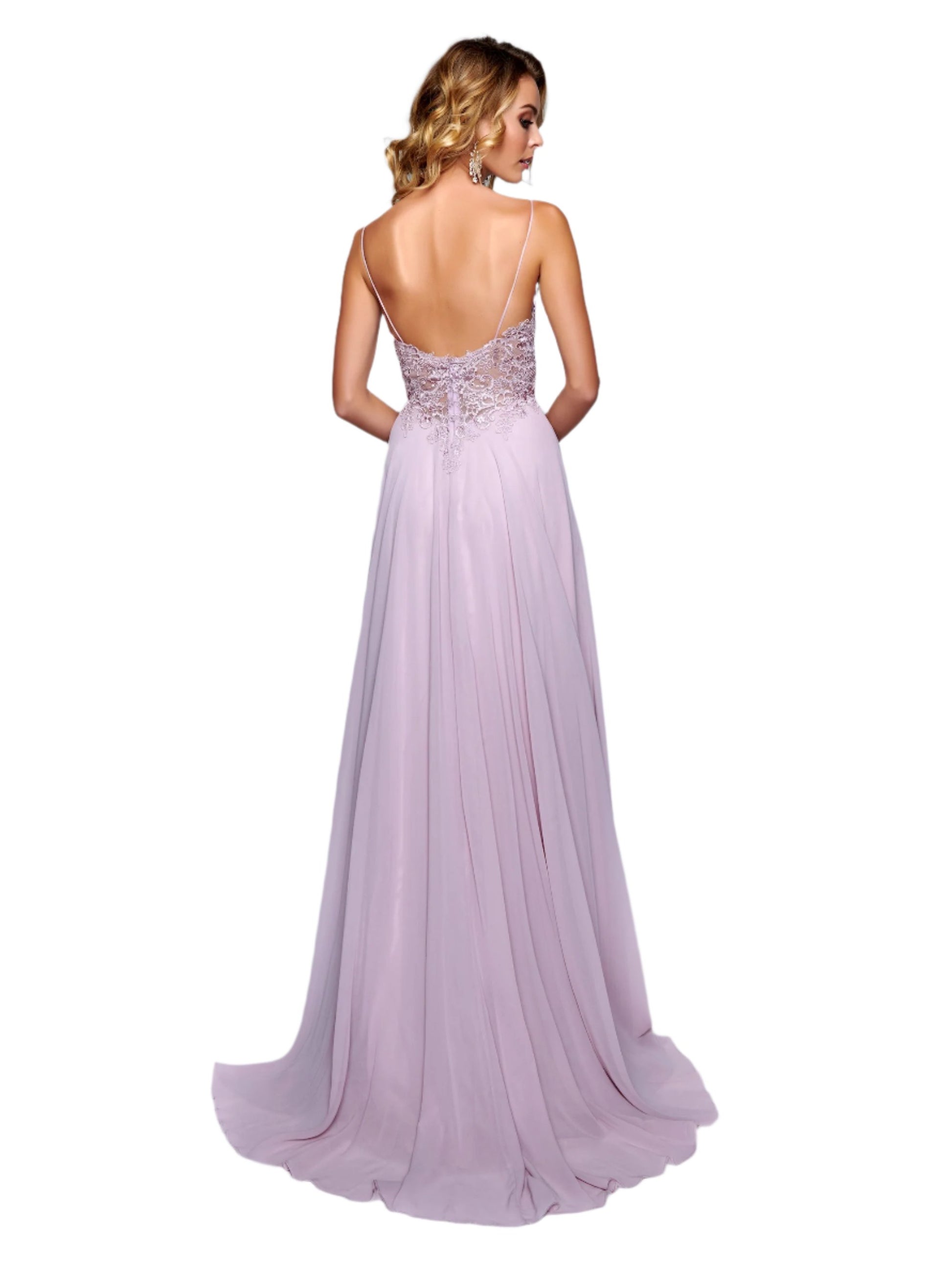 Nina Canacci 3153 Plum size 4 This is a long flowy prom dress with a lace bodice v neckline. Perfect for wedding guest, bridesmaid, maid of honor or mother of bride or groom dress.  Also makes a nice choice for spring formal dance or other social events.  Color Plum  Size 4