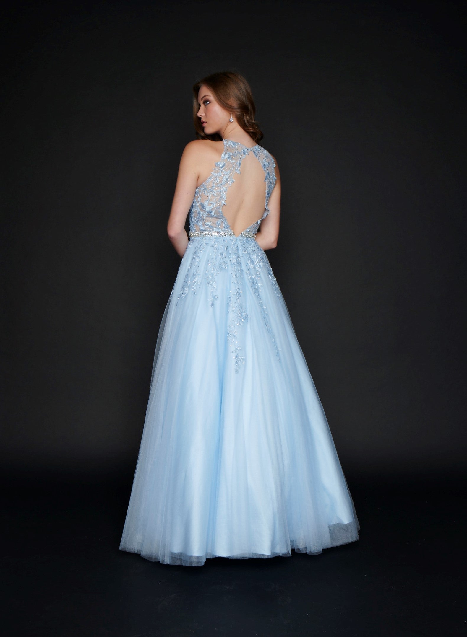 Nina Canacci 3188 Long Lace A Line Ballgown Prom Dress Pageant Gown High Neck Formal  Available Size-0-18  Available Color- Baby Blue, White/Nude, Red