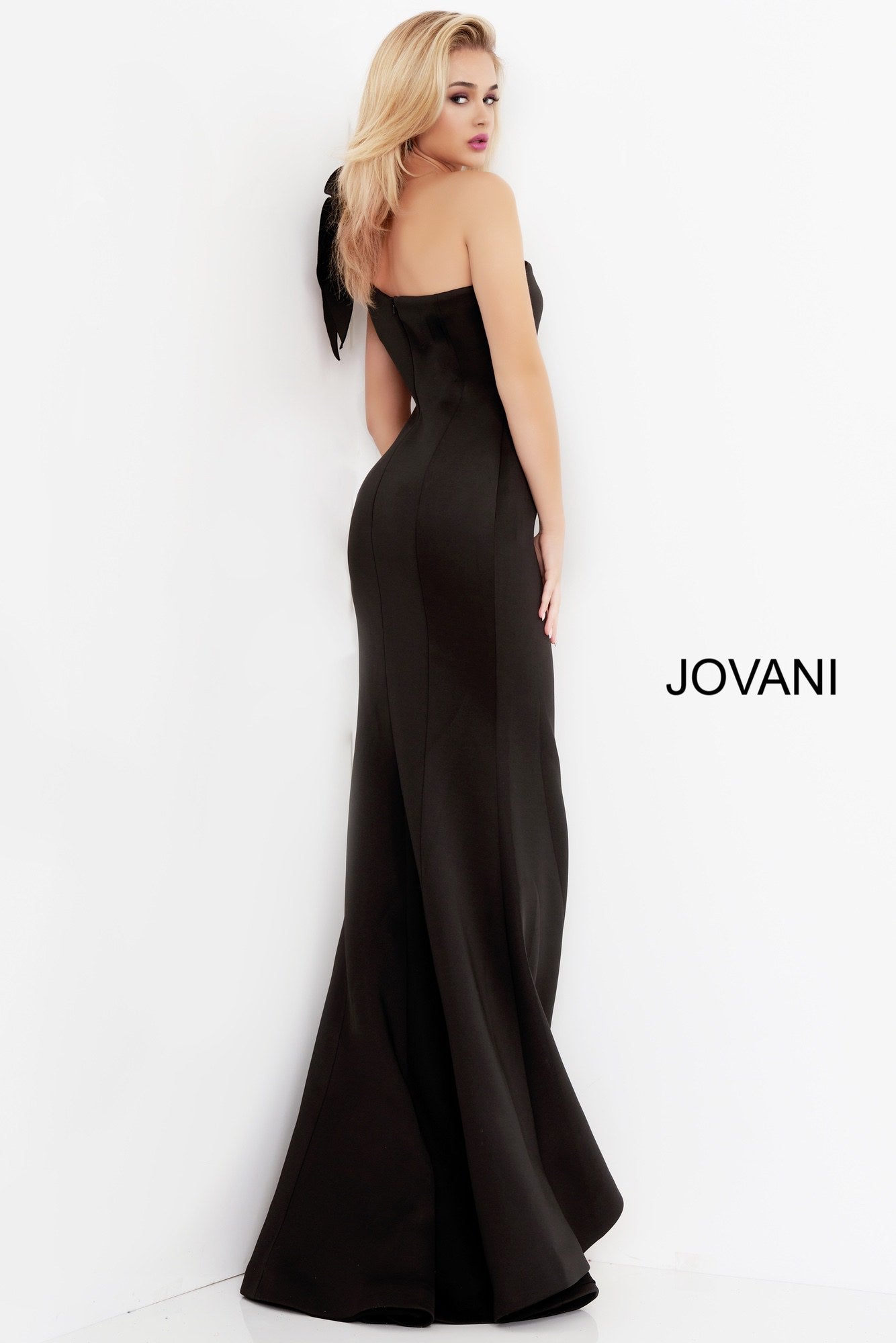 Jovani 32602 One shoulder with ruffle mermaid prom dress scuba long evening gown