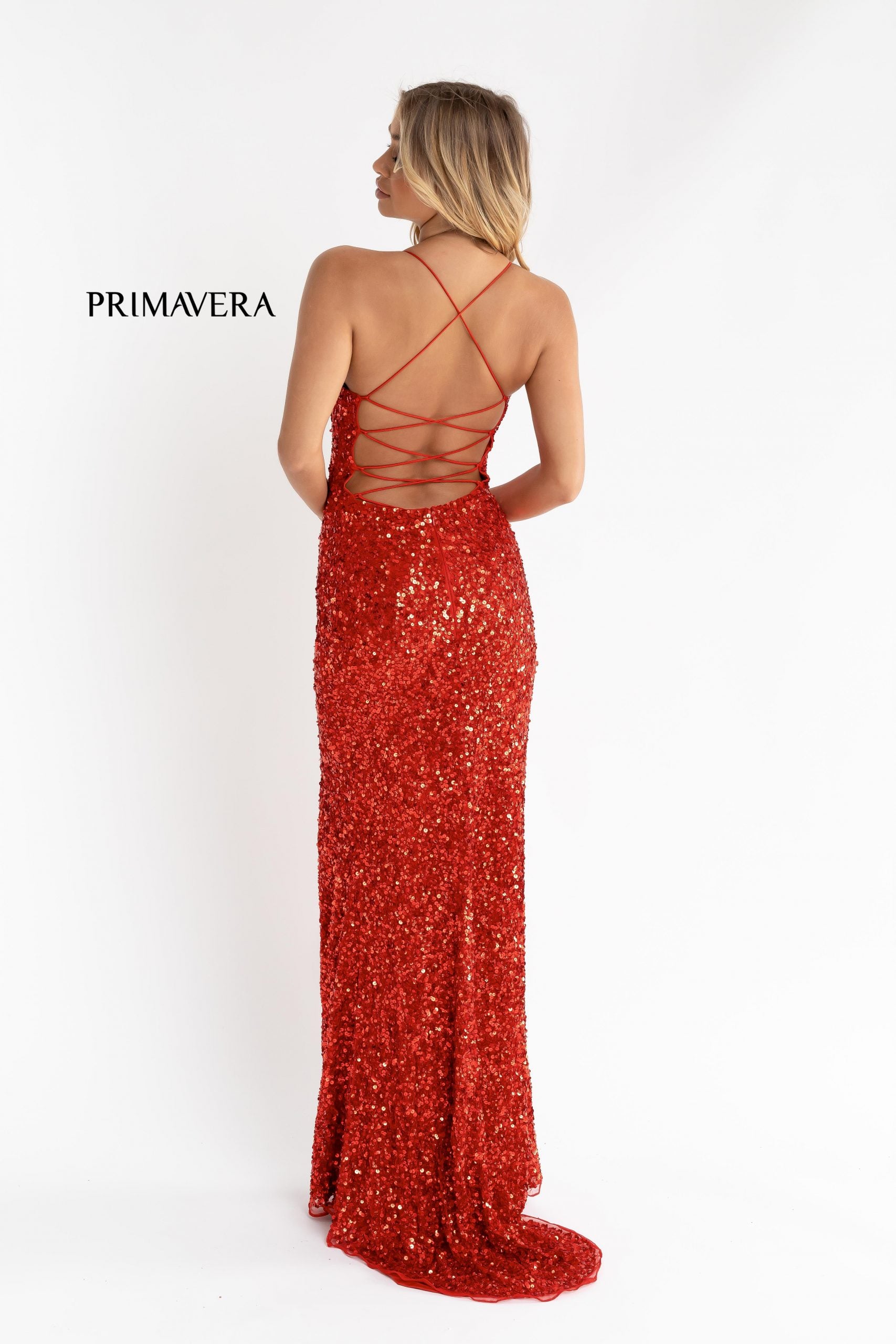 Primavera Couture 3290 Prom Dress Sequins Long Fitted Tie