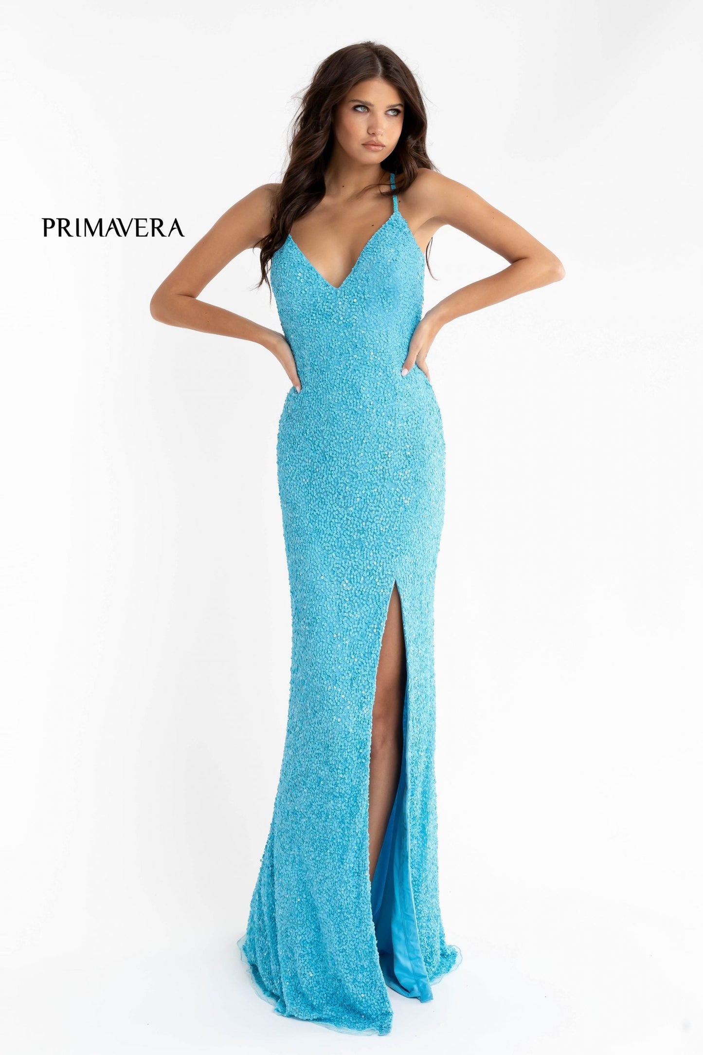 Primavera Couture 3291 Size 6 Neon Lilac Long Fitted Backless Sequin Prom Dress Formal Evening Gown