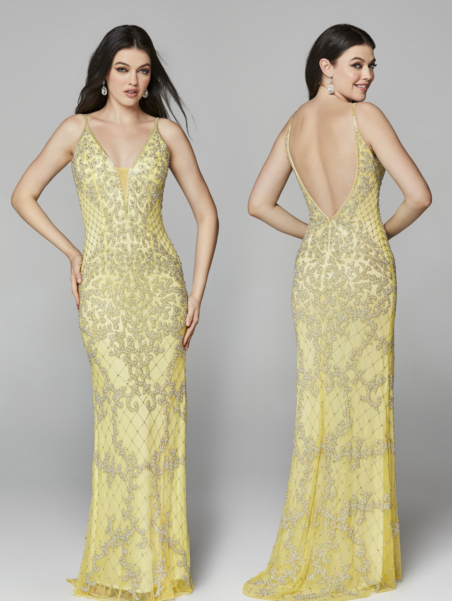 Primavera Couture 3433 is a 2020 Prom Dress, Pageant Gown, Wedding Dress & Formal Evening Wear gown. plunging neckline with mesh panel fully beaded pageant gown or evening dress. Fully Beaded & Embellished  Available colors: Black, Blush, Bottle Green, Ivory, Lilac, Platinum, Powder Blue, Yellow  Available sizes:  00,0,2,4,6,8,10,12,14,16,18