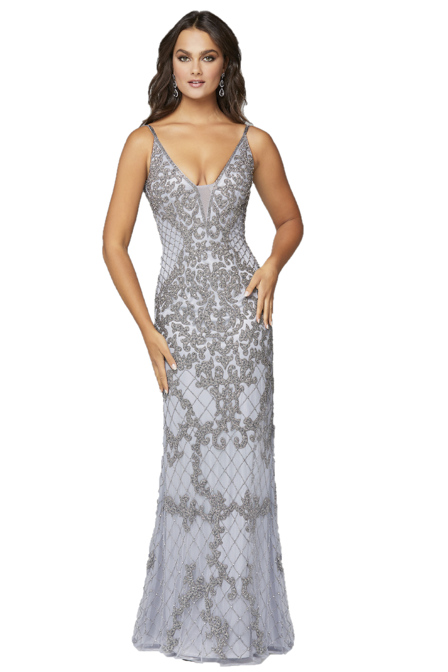 Primavera Couture 3433 is a 2020 Prom Dress, Pageant Gown, Wedding Dress & Formal Evening Wear gown. plunging neckline with mesh panel fully beaded pageant gown or evening dress. Fully Beaded & Embellished  Available colors: Black, Blush, Bottle Green, Ivory, Lilac, Platinum, Powder Blue, Yellow  Available sizes:  00,0,2,4,6,8,10,12,14,16,18