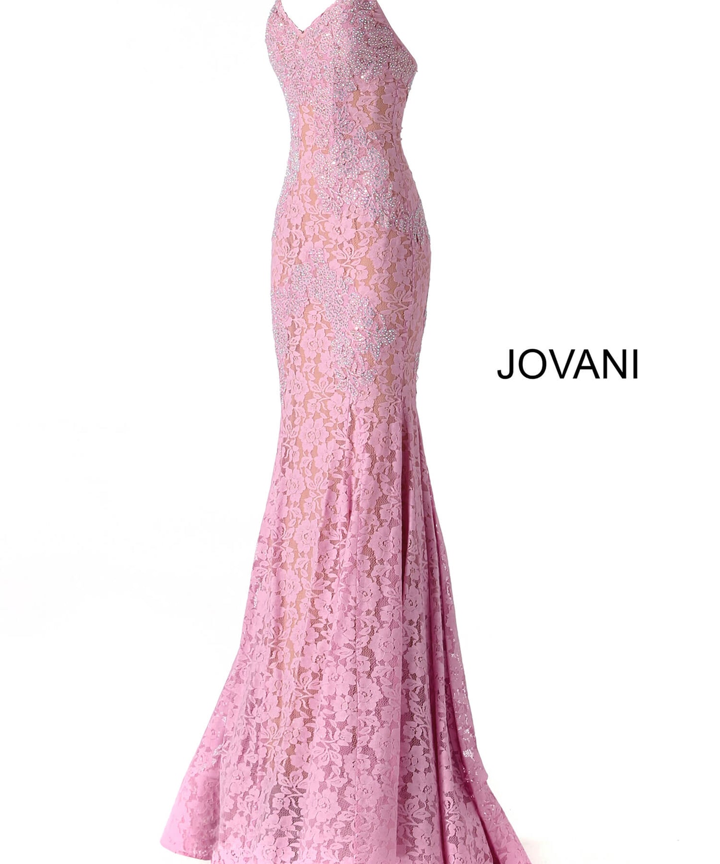 Jovani 37334 strapless embellished lace prom dress Fitted Mermaid Long peak point neckline