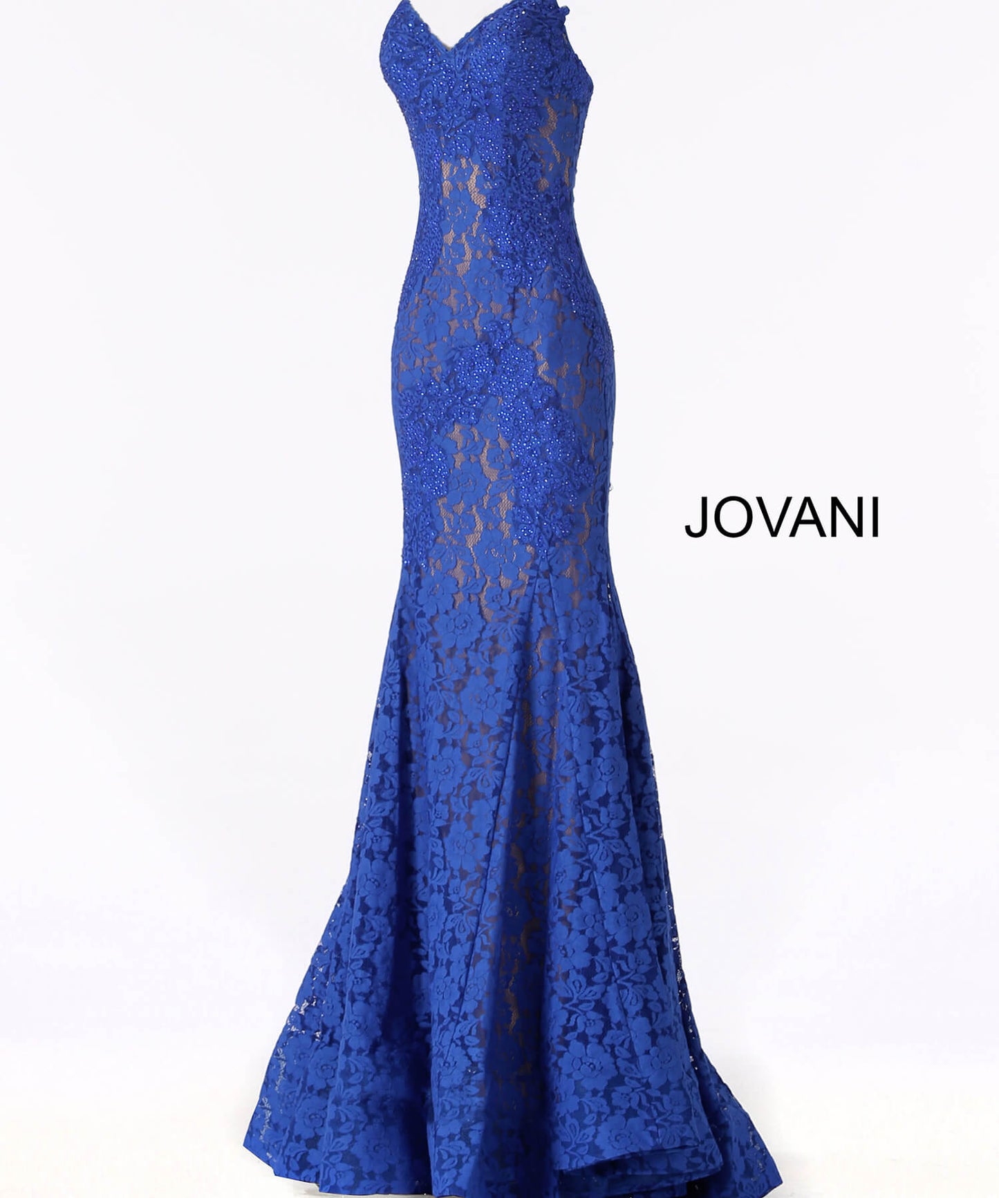 Jovani 37334 strapless embellished lace prom dress Fitted Mermaid Long peak point neckline