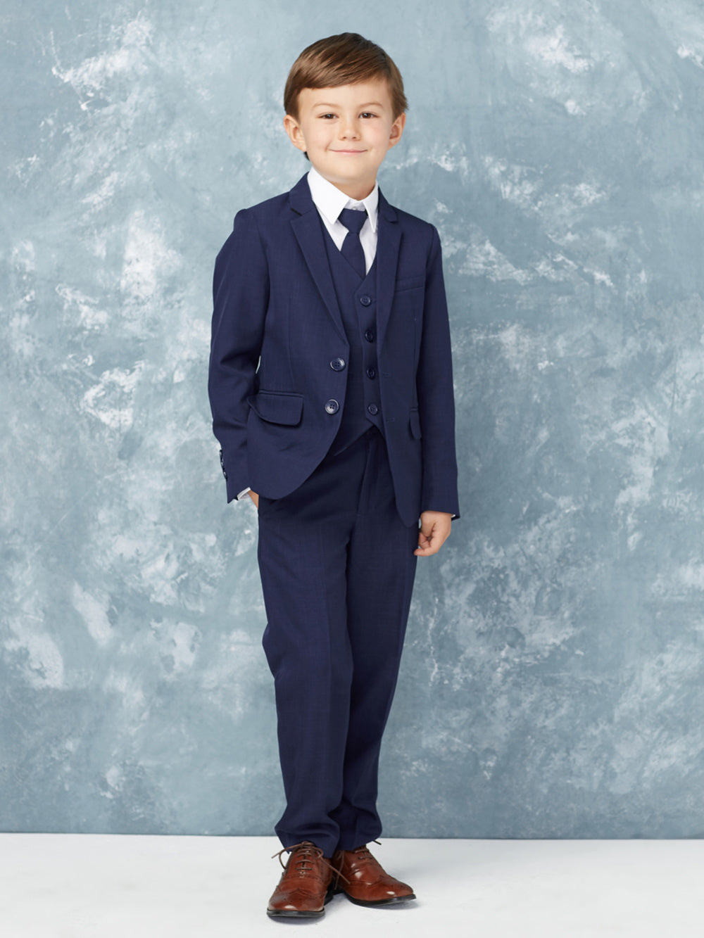 Boy's 5 Piece SLIM FIT Tuxedo Set - White 4016