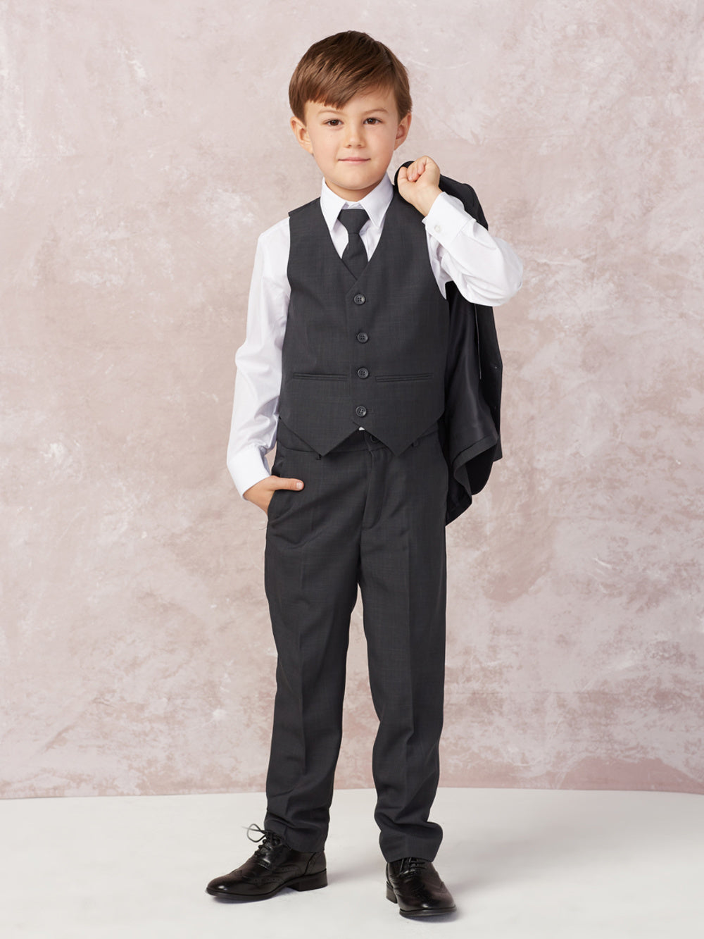 Boy's 5 Piece SLIM FIT Tuxedo Set - White 4016