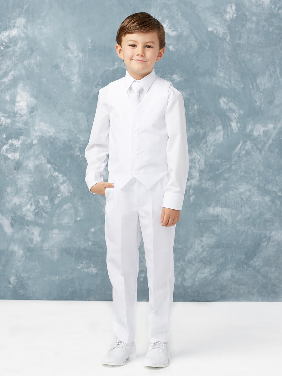 Boy's 5 Piece SLIM FIT Tuxedo Set - White 4020