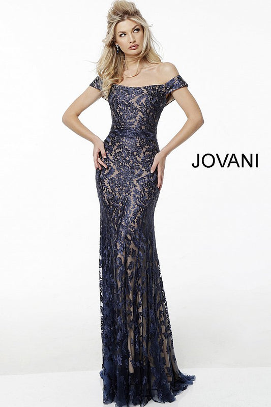 Jovani 49634 Off the Shoulder Embroidered Mother of the Bride Dress